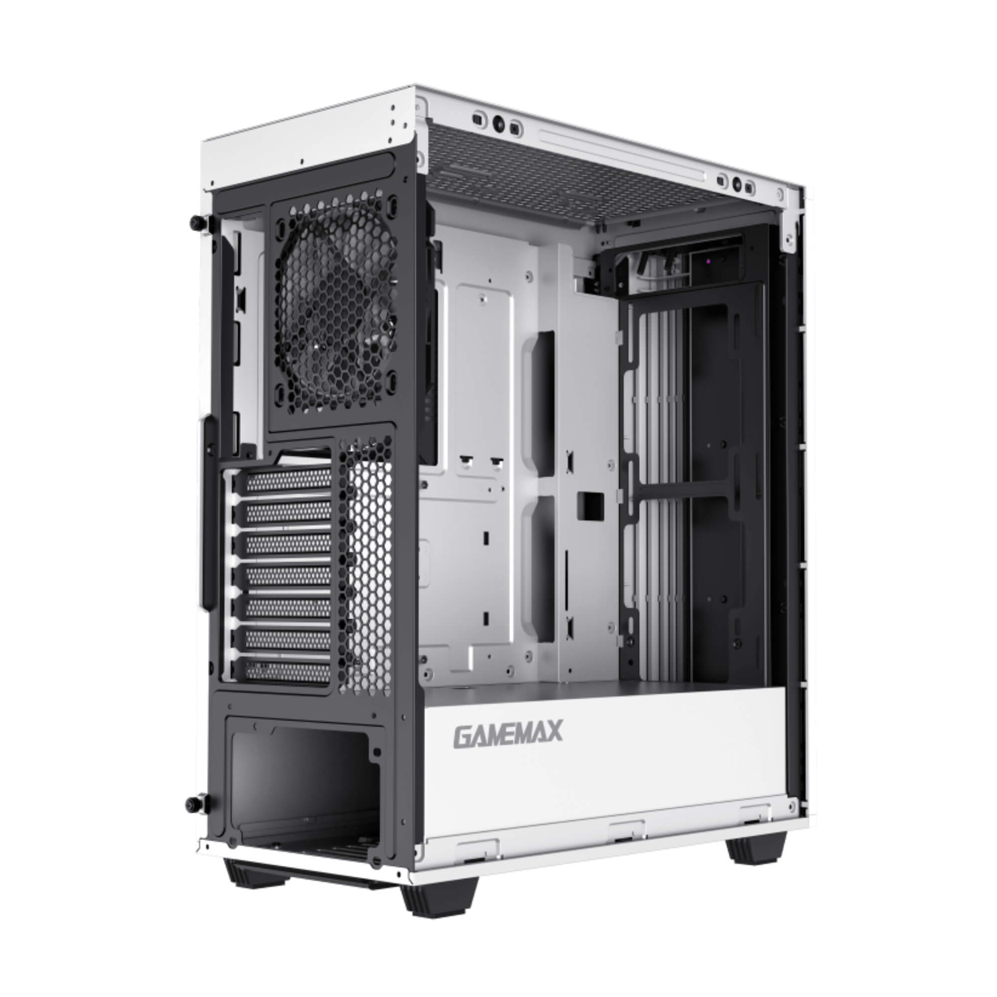 Gabinete Gamer Precision Branco Mid-Tower, Lateral Vidro, LED RGB, E-ATX, 5 Fans Gamemax-8808WT