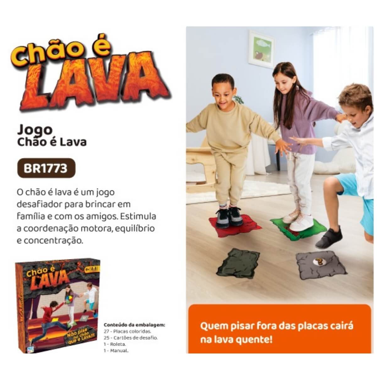 Jogo Chão É Lava Não Pise No Chão +3 Anos Brinquedo Lazer Multikids - BR1773