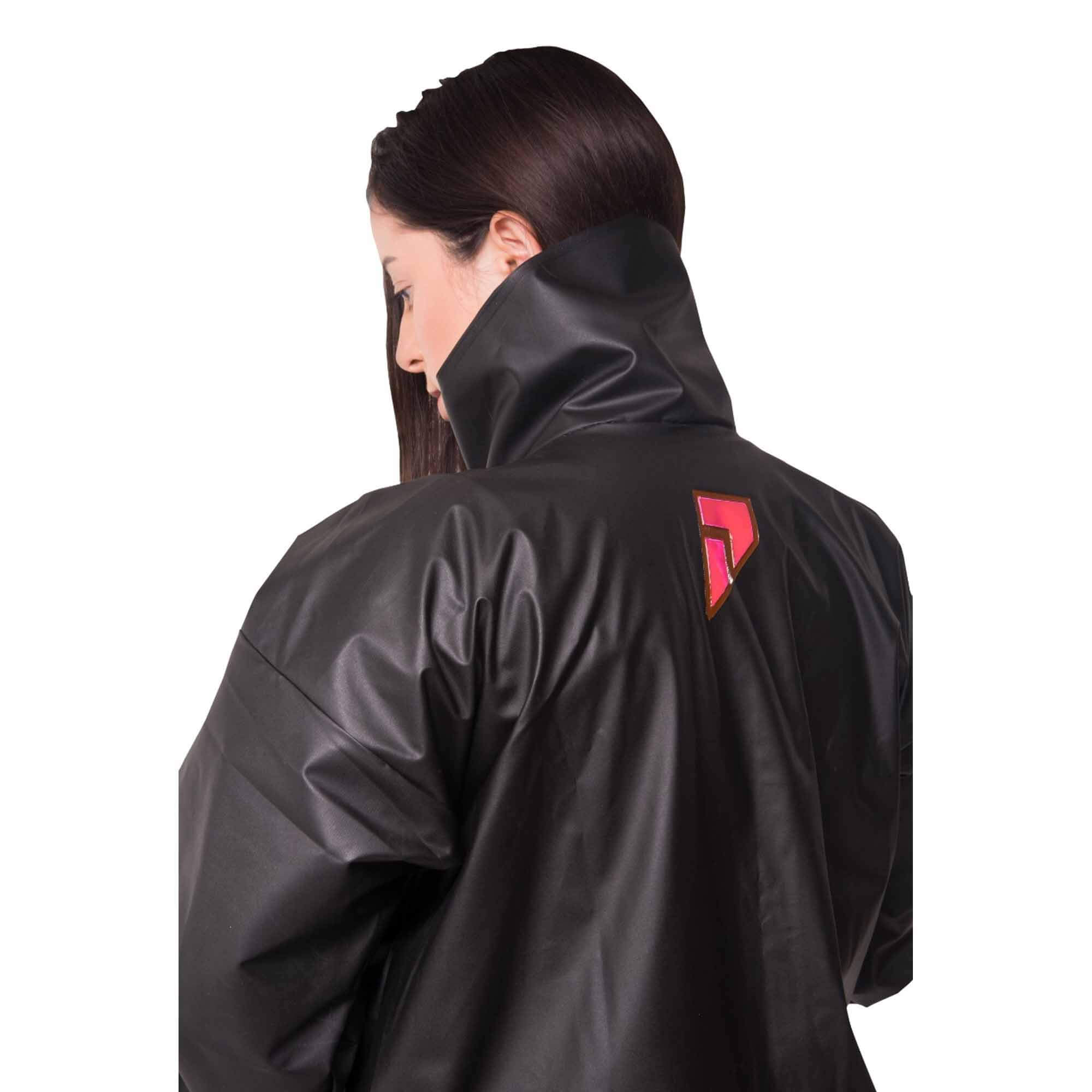 Conjunto Capa de Chuva Pvc P Combate c/ Capuz Feminina Preto Refletiva Zíper Pioneira 2901-F-PRE-P