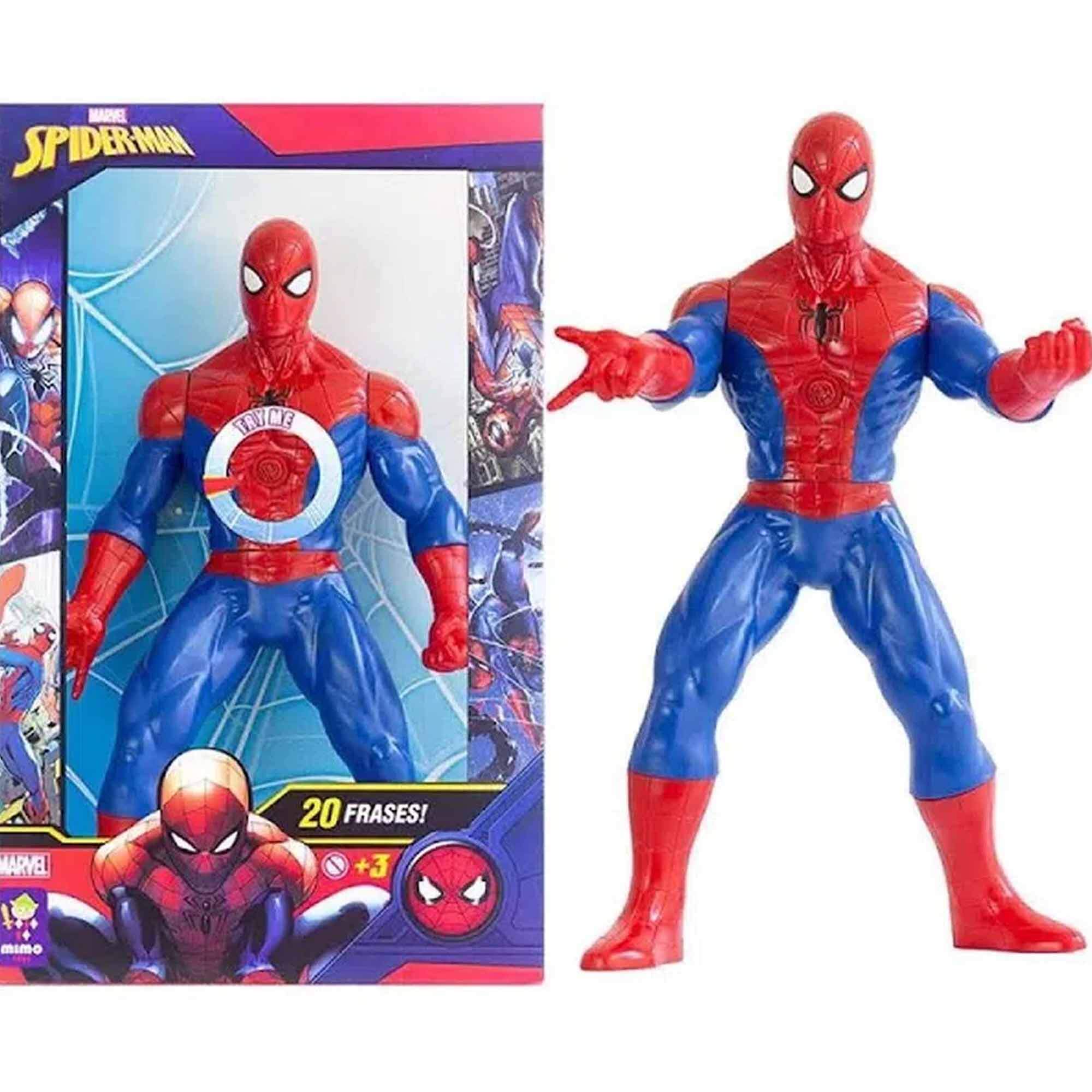 Boneco Homem Aranha 20 Frases Super Herói Spider Man Marvel Divertido 56cm +3 anos Mimo Toys - 0580