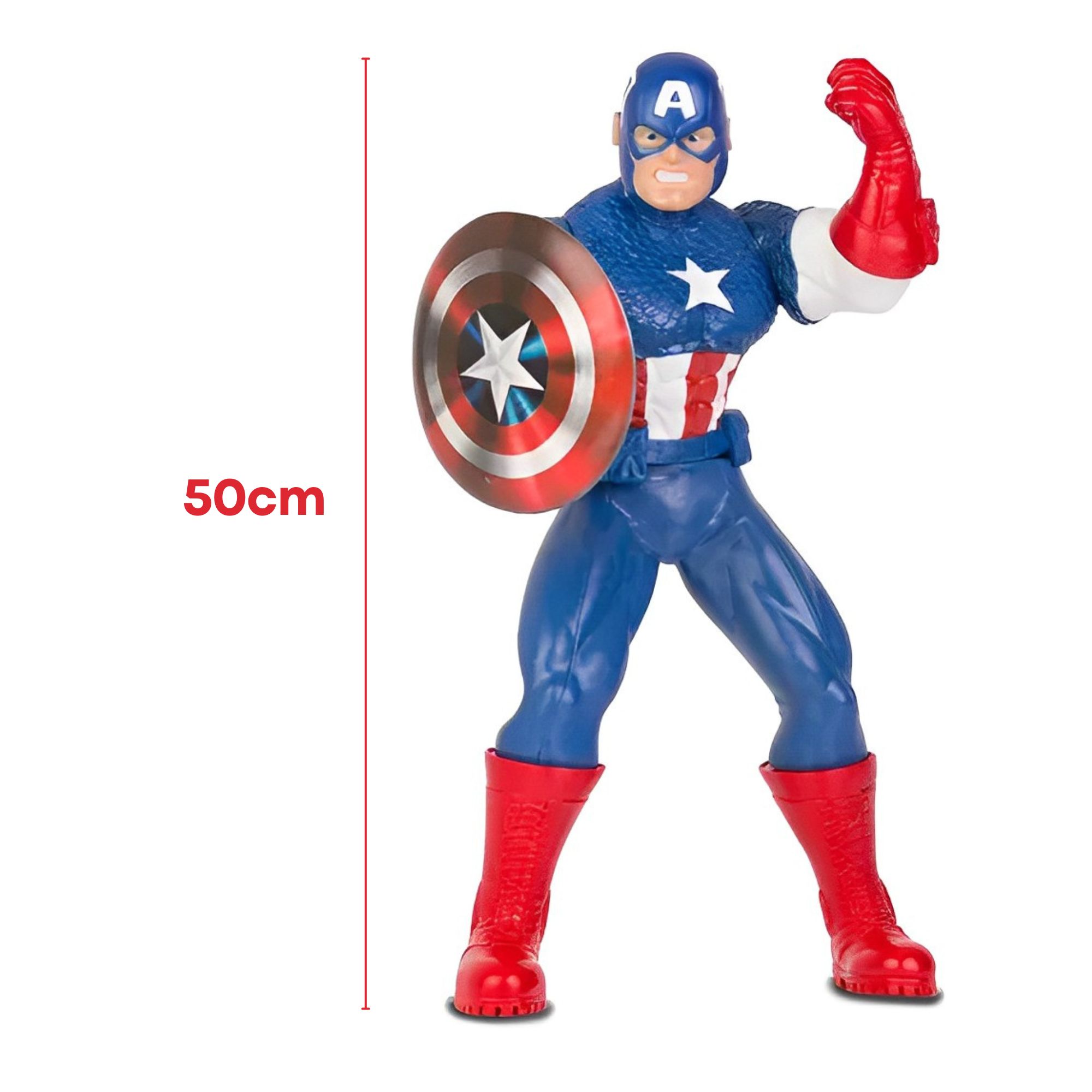 Boneco Capitão América Marvel 10 Falas 50cm Super Herói Vingadores Action Figure Mimo Toys - 0582