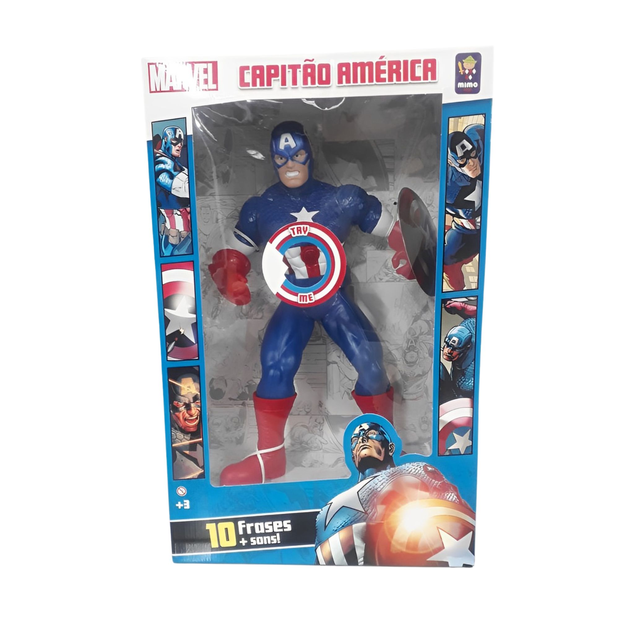 Boneco Capitão América Marvel 10 Falas 50cm Super Herói Vingadores Action Figure Mimo Toys - 0582