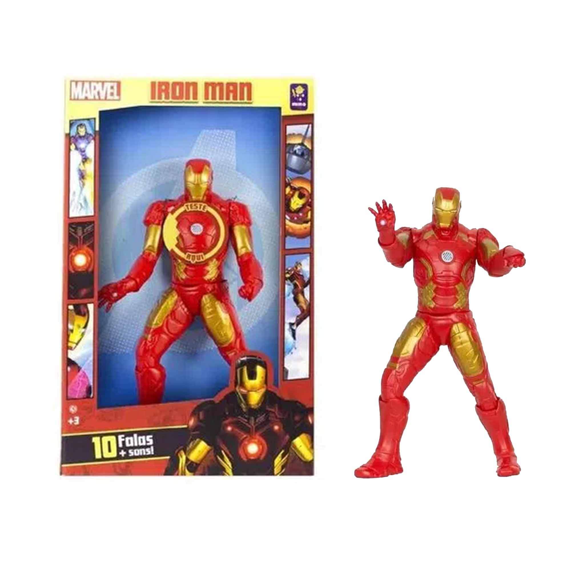 Homem de Ferro Marvel 10 Falas Super Herói Vingadores Action Figure Iron Man Mimo Toys 0583