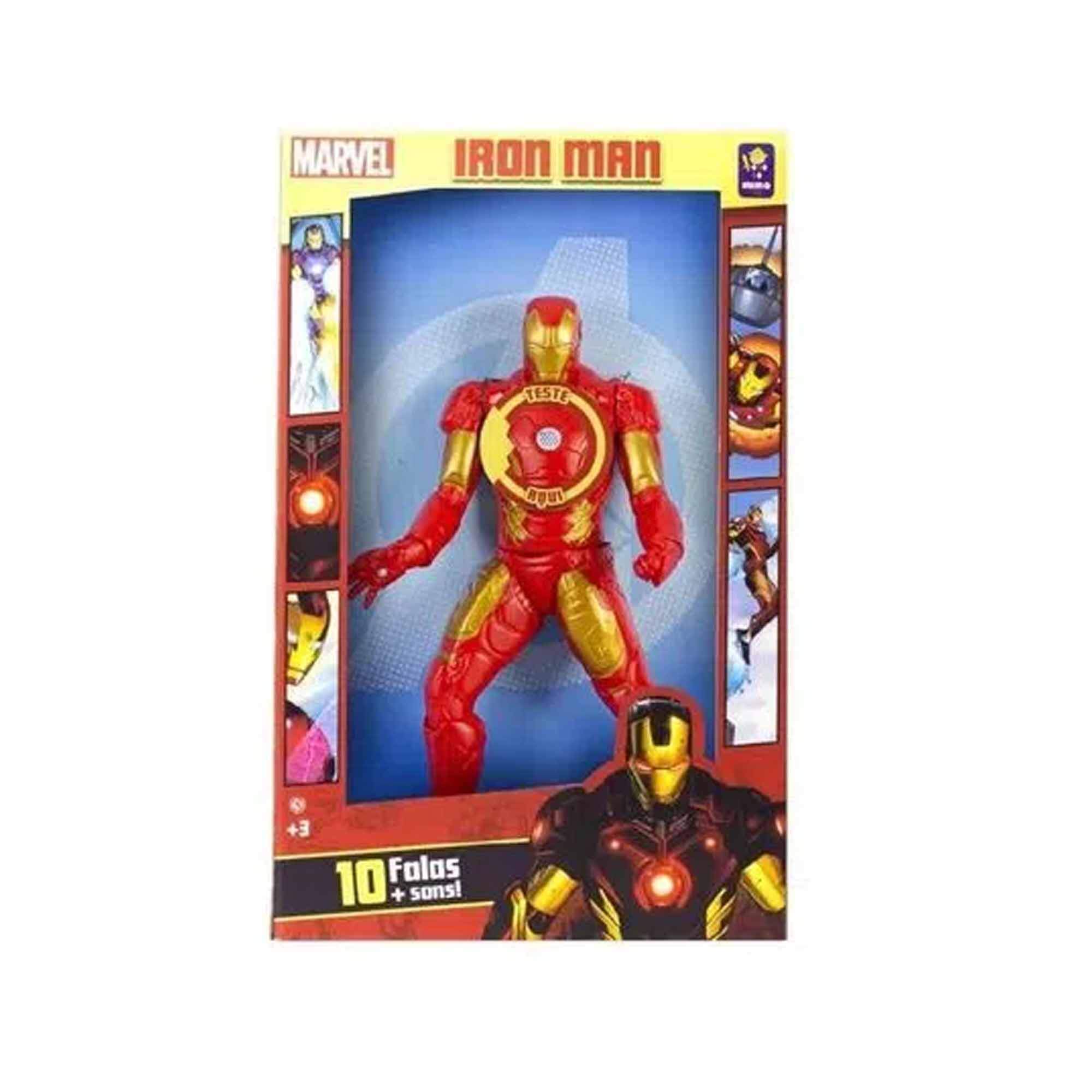 Homem de Ferro Marvel 10 Falas Super Herói Vingadores Action Figure Iron Man Mimo Toys 0583