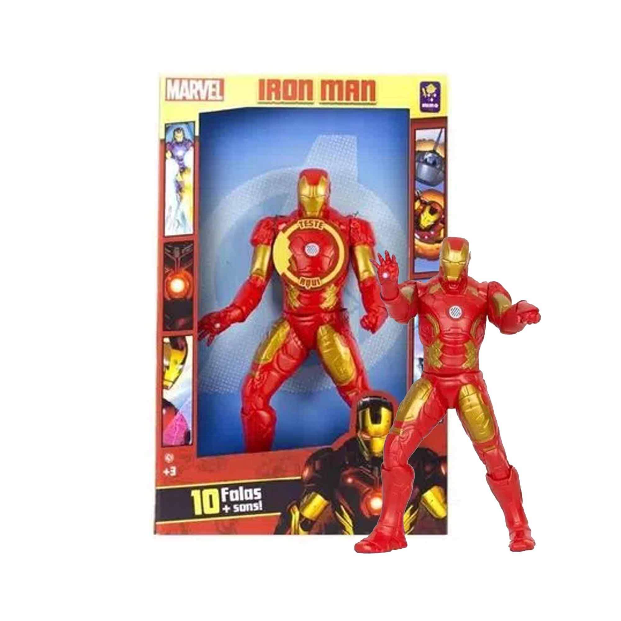 Homem de Ferro Marvel 10 Falas Super Herói Vingadores Action Figure Iron Man Mimo Toys 0583