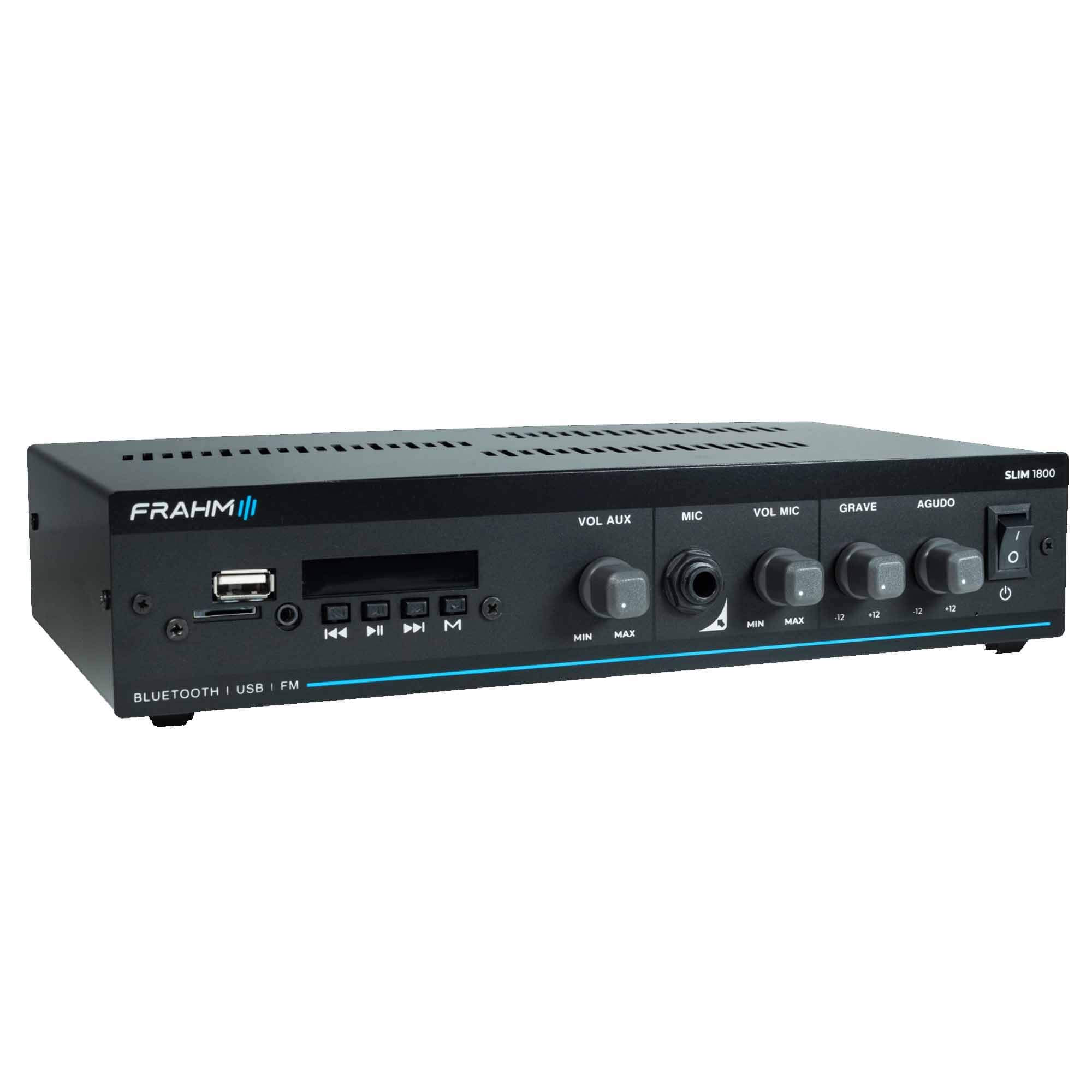 Som Ambiente Amplificador Slim 1800 G5 60 Watts RMS Bivolt Automático Classe AB Frahm 32104