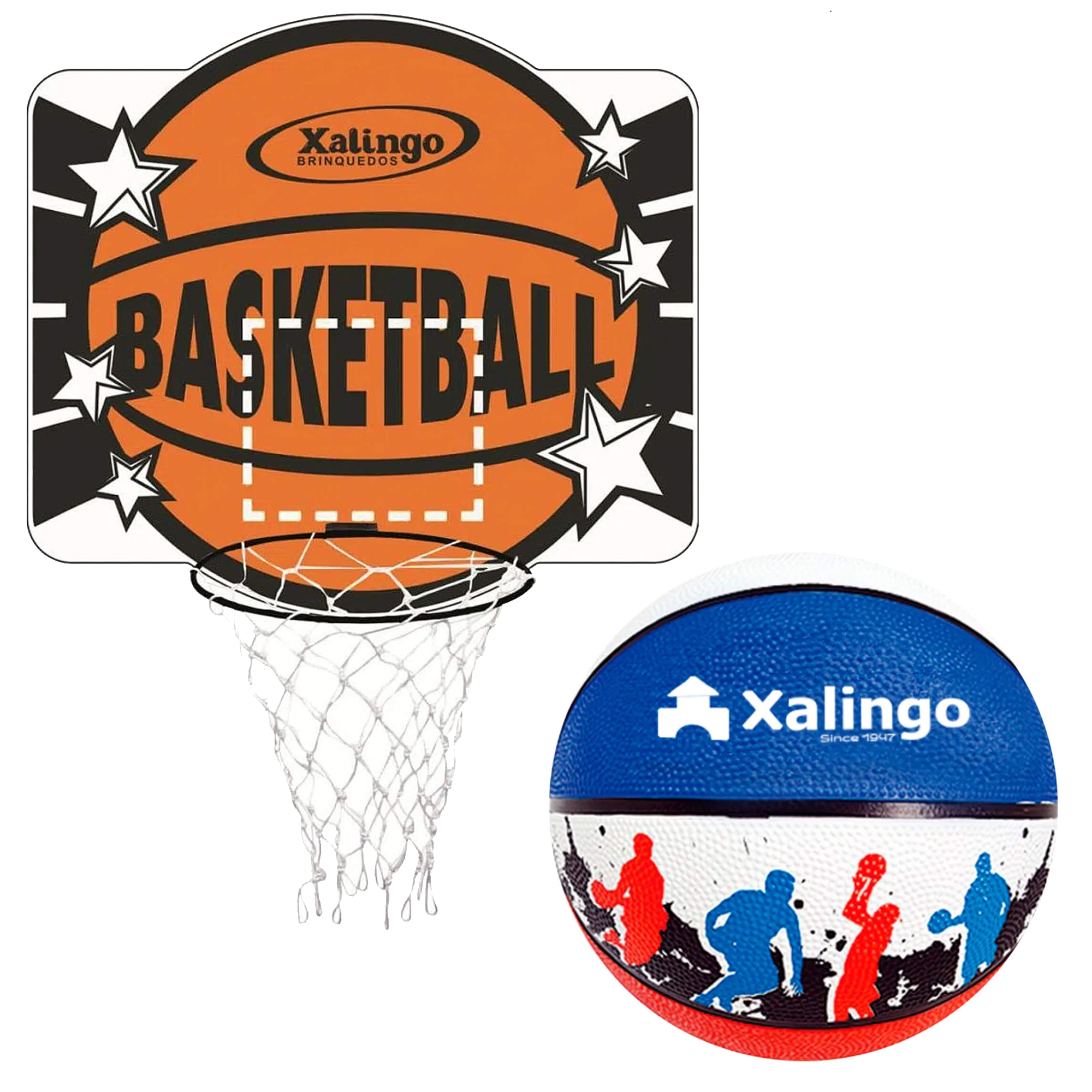 KIT Tabela de Basquete em MDF com ótima Fixação Prática Material Resistente + Bola De Basquete Colorida