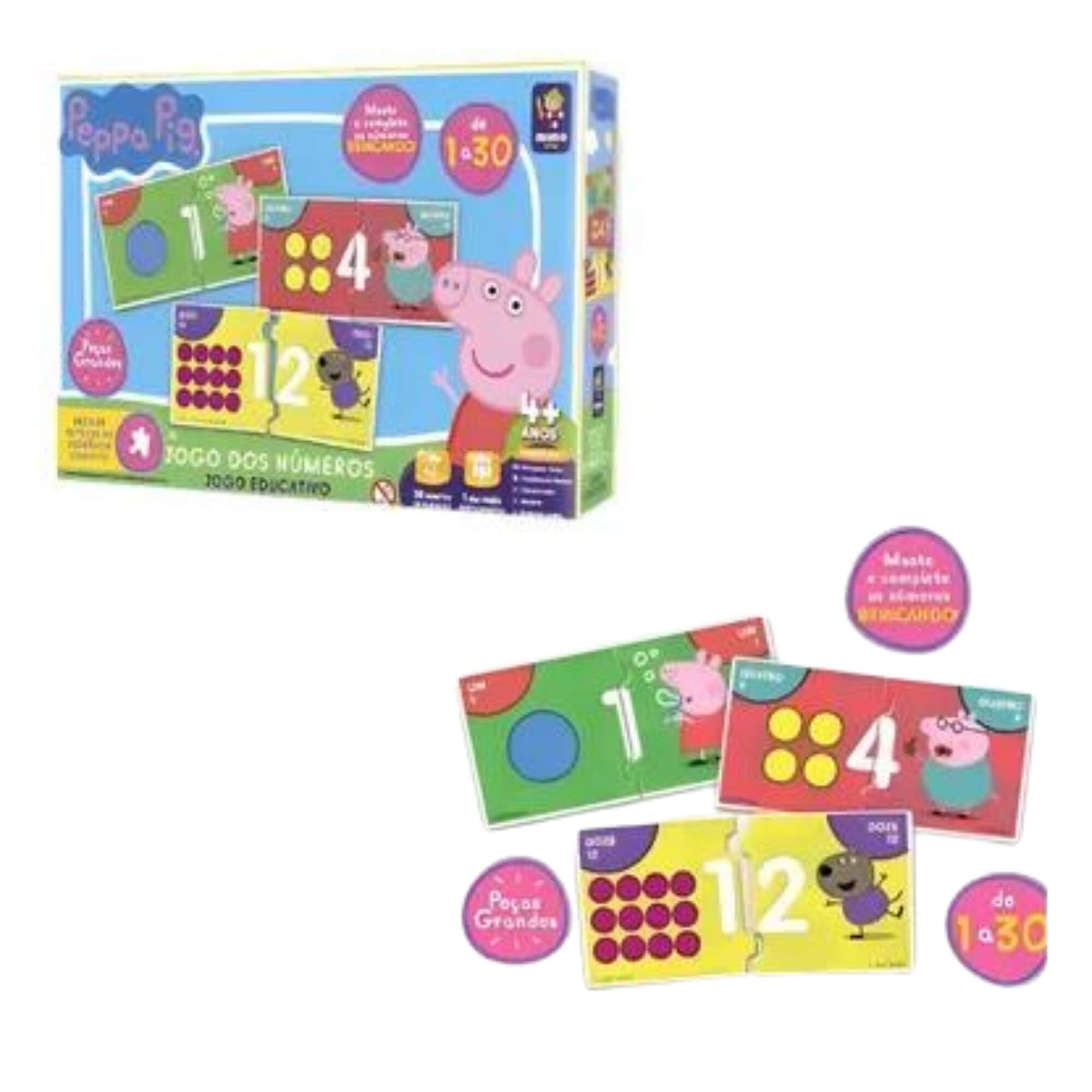 Brinquedo Jogo Educativo Números 1 a 30 Aprendendo a Contar Peppa Pig +3 anos Mimo Toys - 2101