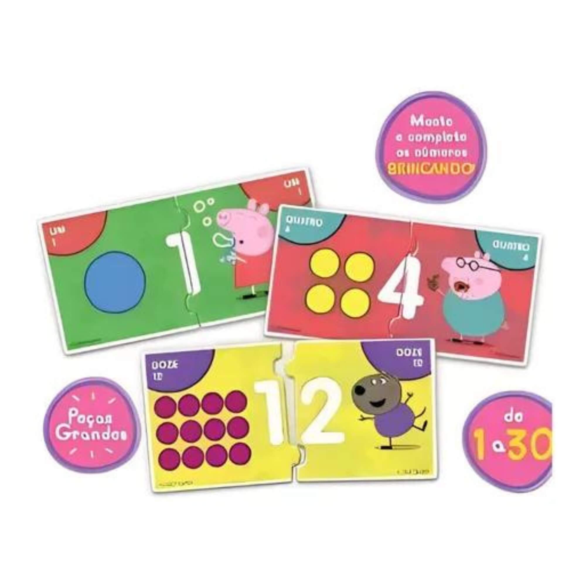 Brinquedo Jogo Educativo Números 1 a 30 Aprendendo a Contar Peppa Pig +3 anos Mimo Toys - 2101