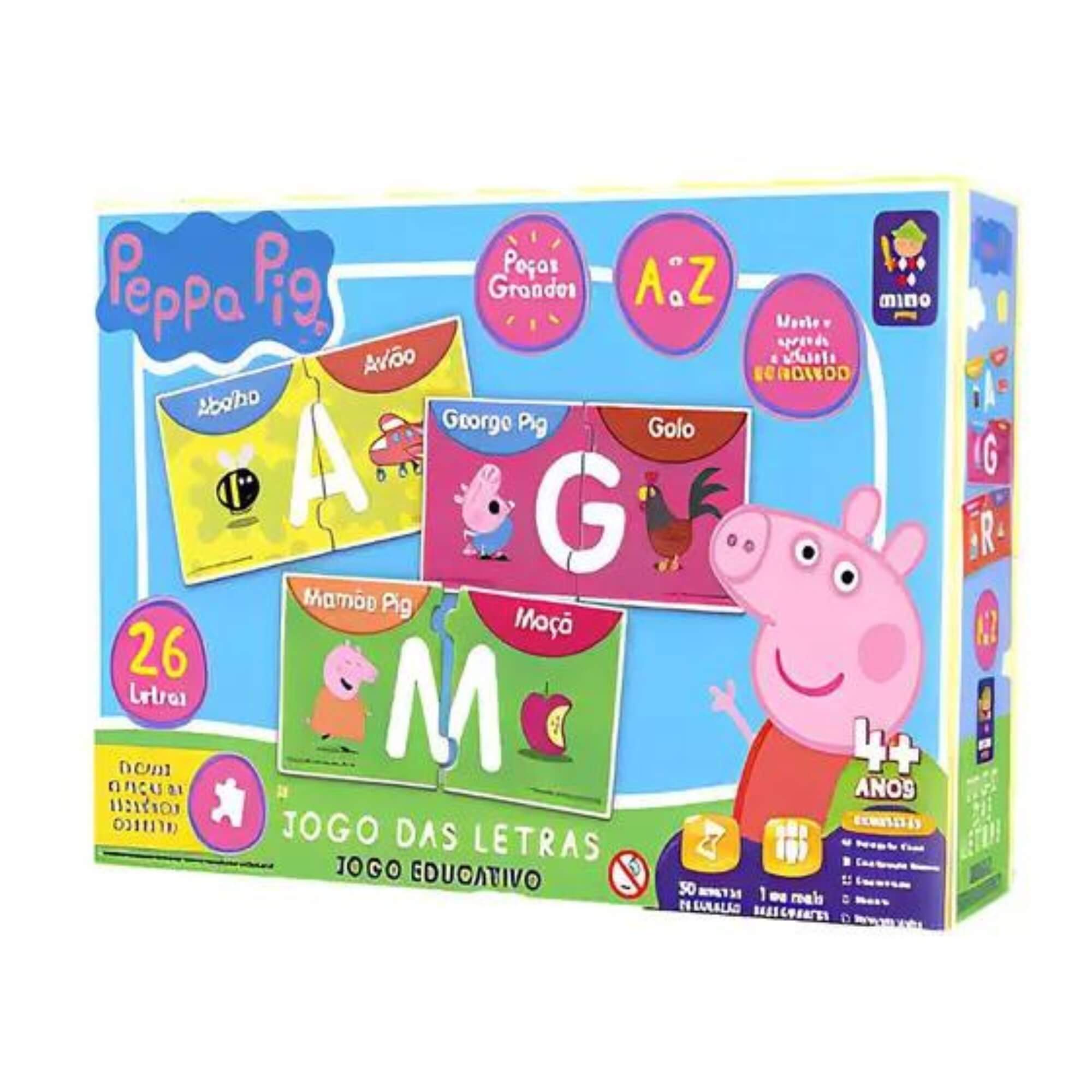 Brinquedo Jogo Educativo Letras A a Z Peppa Pig Educativo Alfabetização +3 anos Mimo Toys - 2102