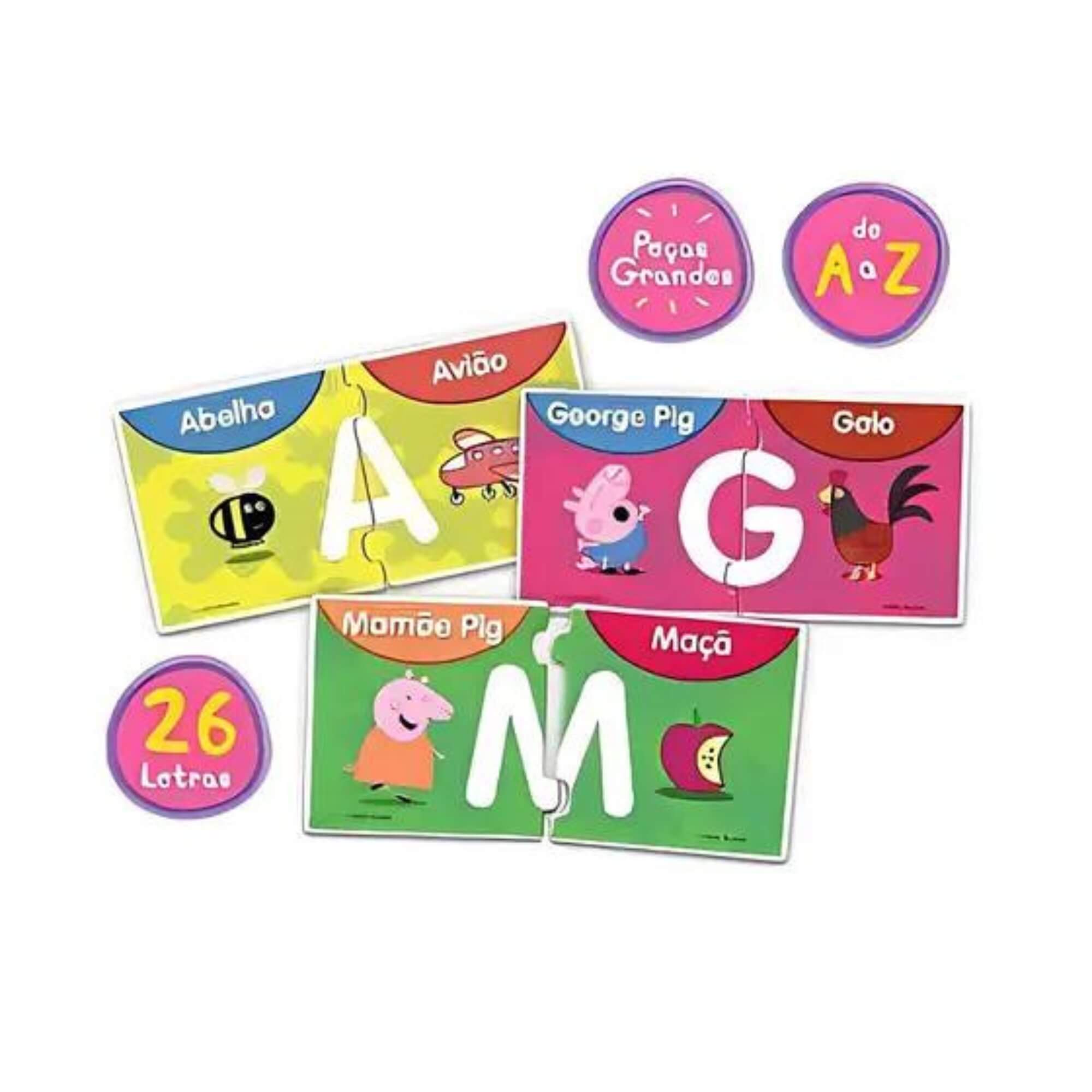 Brinquedo Jogo Educativo Letras A a Z Peppa Pig Educativo Alfabetização +3 anos Mimo Toys - 2102