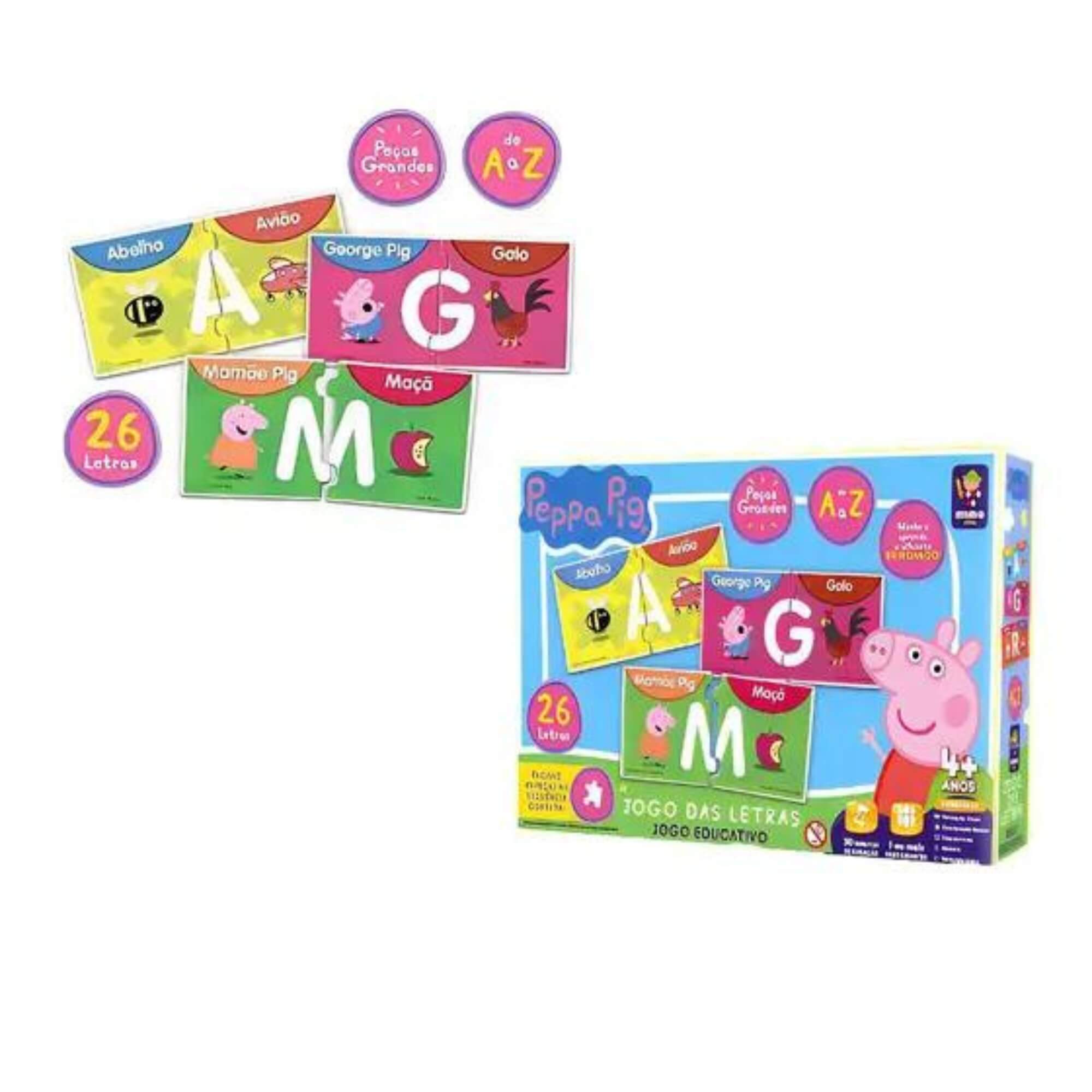 Brinquedo Jogo Educativo Letras A a Z Peppa Pig Educativo Alfabetização +3 anos Mimo Toys - 2102