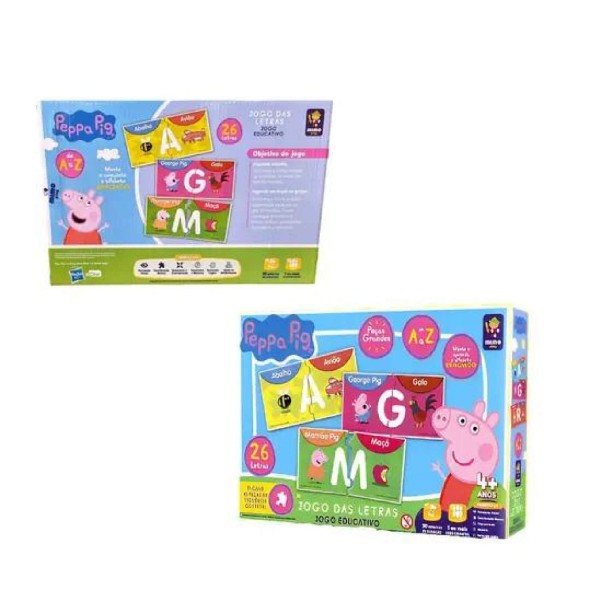 Brinquedo Jogo Educativo Letras A a Z Peppa Pig Educativo Alfabetização +3 anos Mimo Toys - 2102