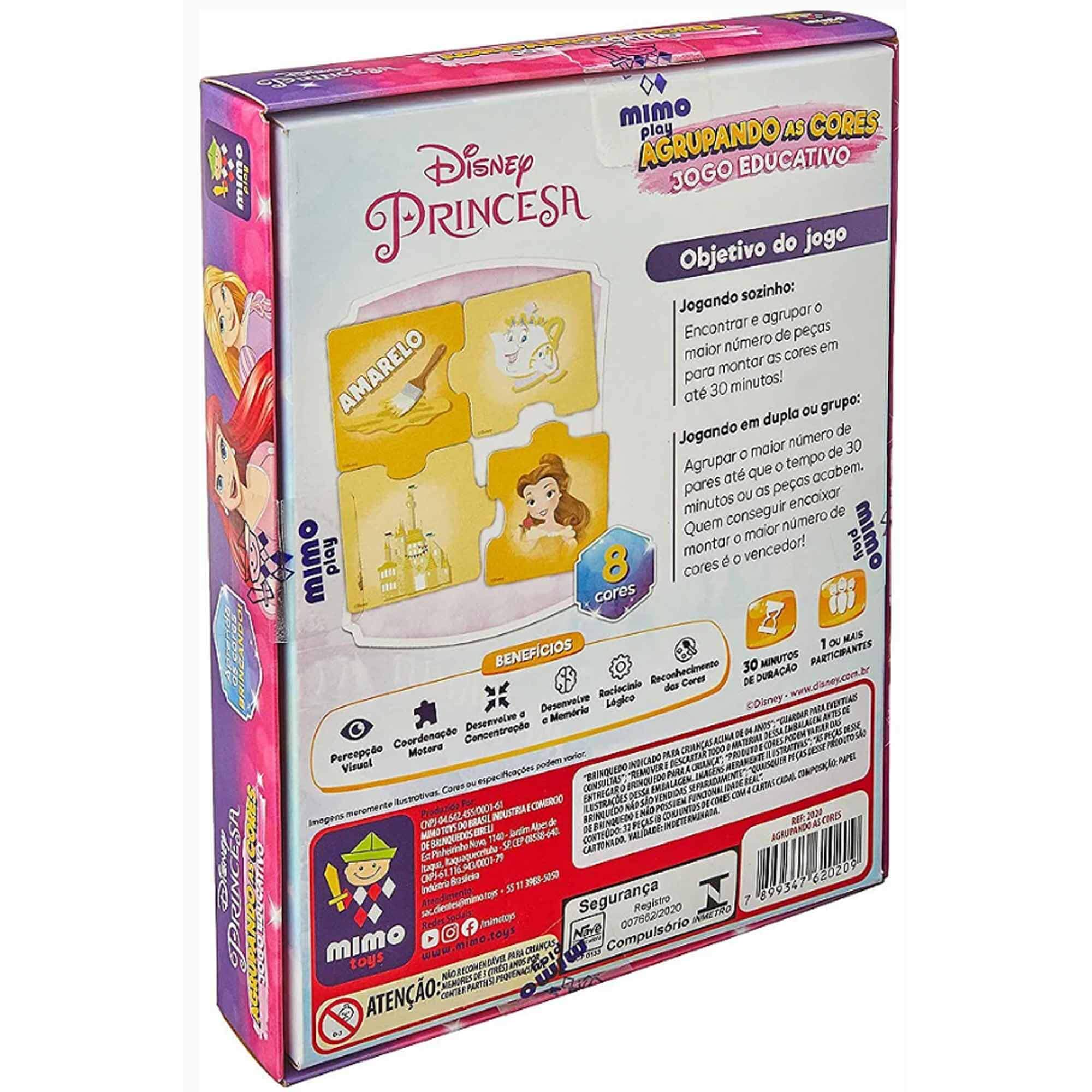 Jogo Agrupando as Cores Princesas Educativo Didático Identificando as Cores Mimo Toys 2020