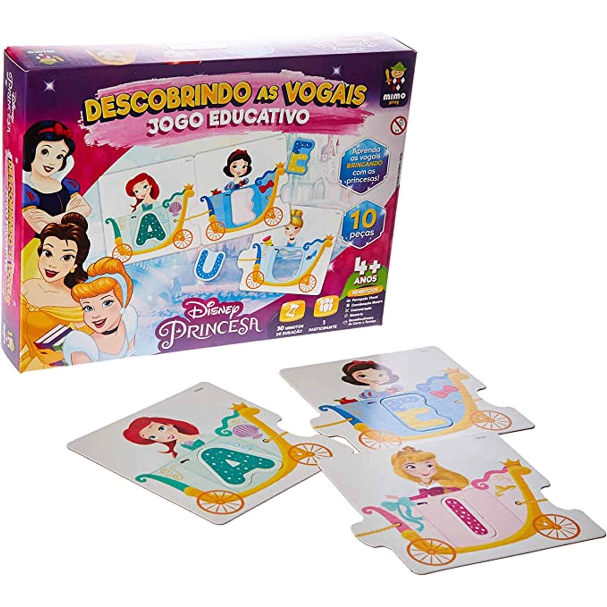 Jogo Descobrindo as Vogais Princesas Disney Didático Educativo Princesas Brinquedo Mimo Toys 2024