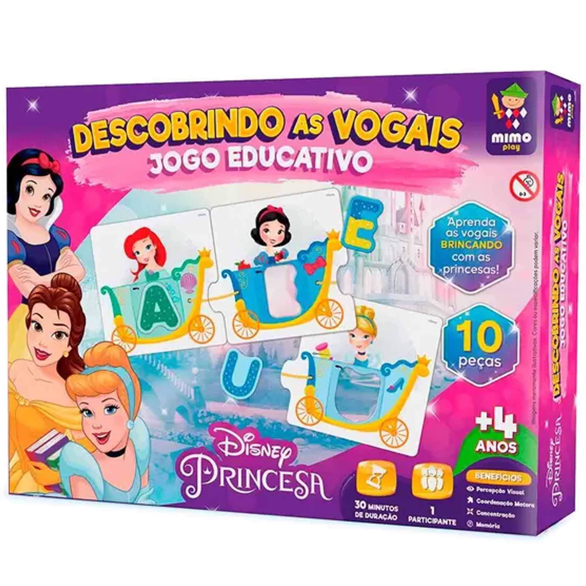Jogo Descobrindo as Vogais Princesas Disney Didático Educativo Princesas Brinquedo Mimo Toys 2024