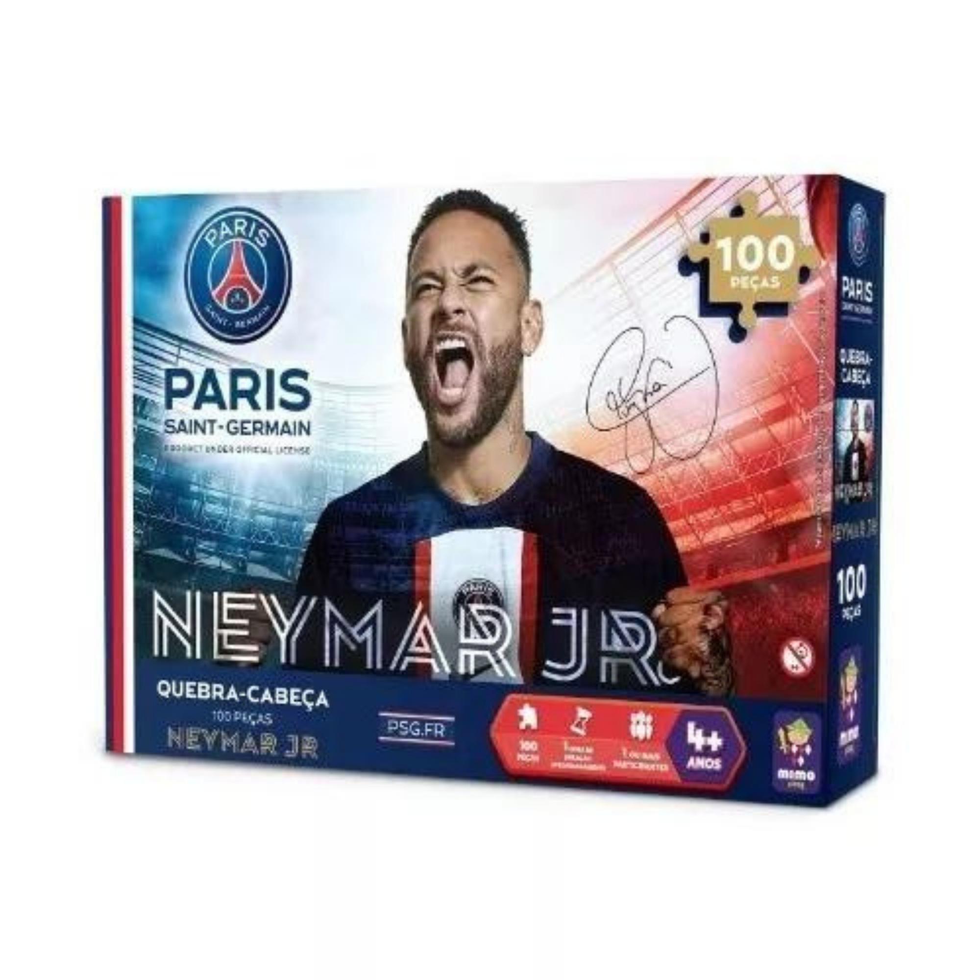 Quebra-Cabeça Neymar Jr. 100 Peças Puzzle, Desafie-se e Monte Coleção PSG Mimo Toys - 2300
