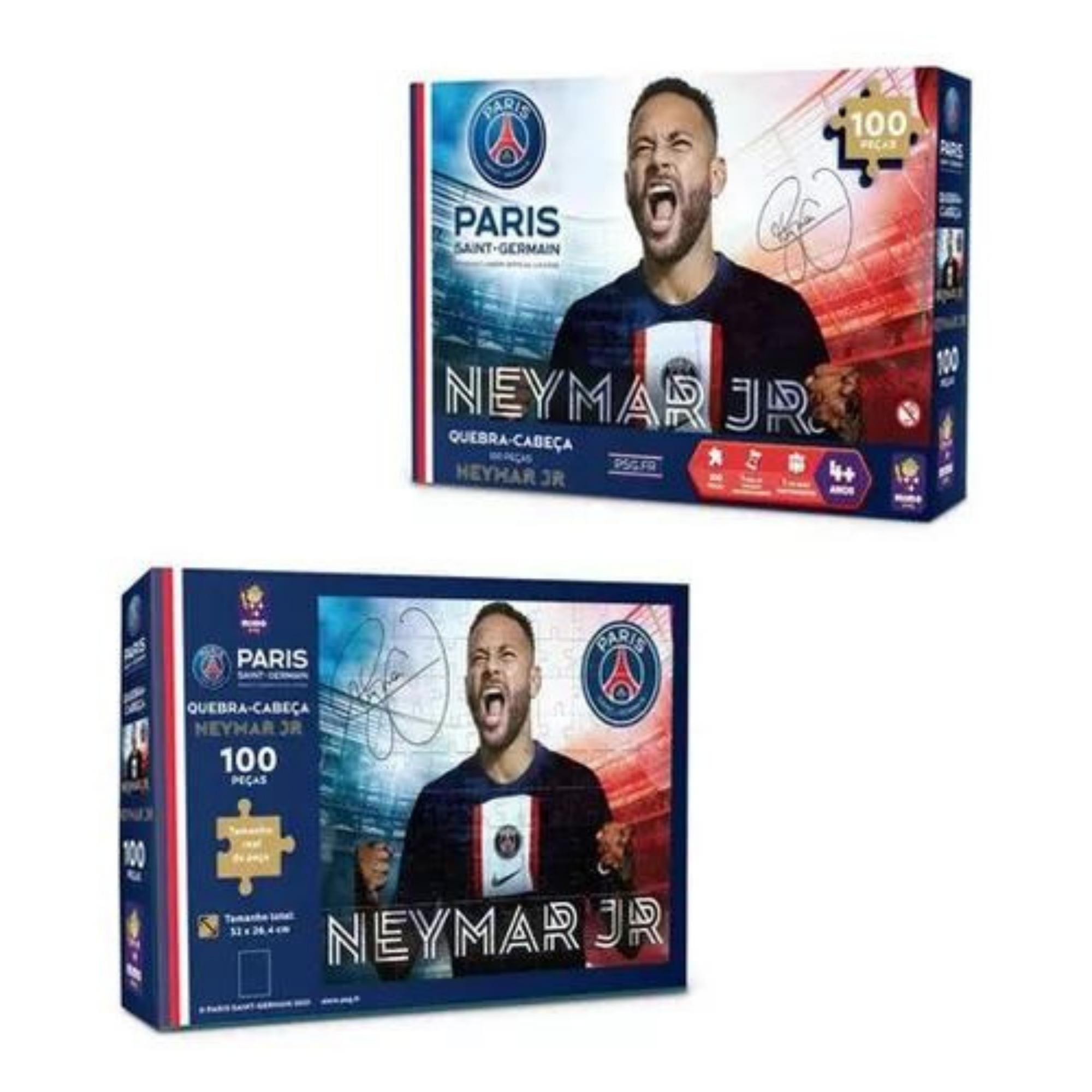 Quebra-Cabeça Neymar Jr. 100 Peças Puzzle, Desafie-se e Monte Coleção PSG Mimo Toys - 2300