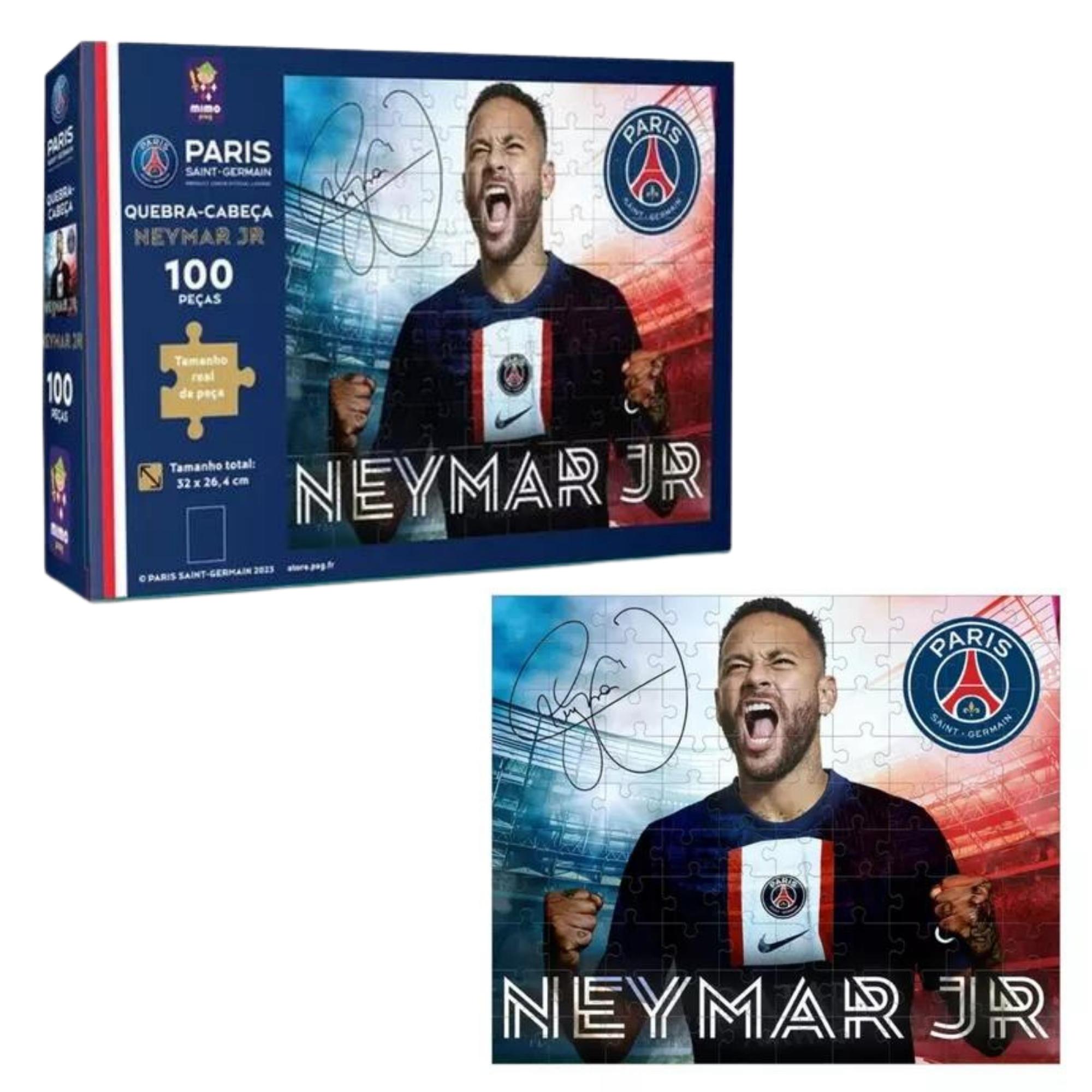 Quebra-Cabeça Neymar Jr. 100 Peças Puzzle, Desafie-se e Monte Coleção PSG Mimo Toys - 2300