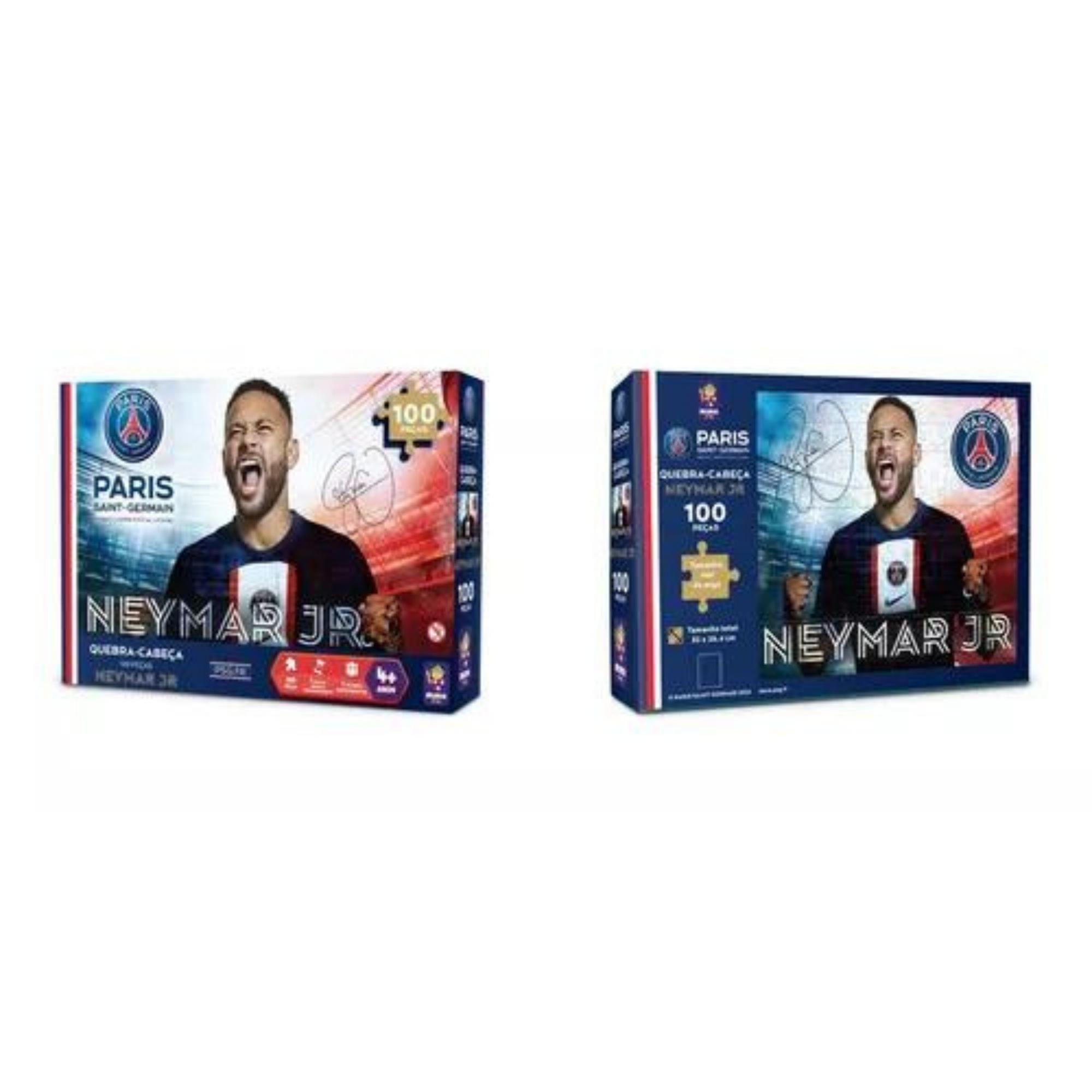 Quebra-Cabeça Neymar Jr. 100 Peças Puzzle, Desafie-se e Monte Coleção PSG Mimo Toys - 2300