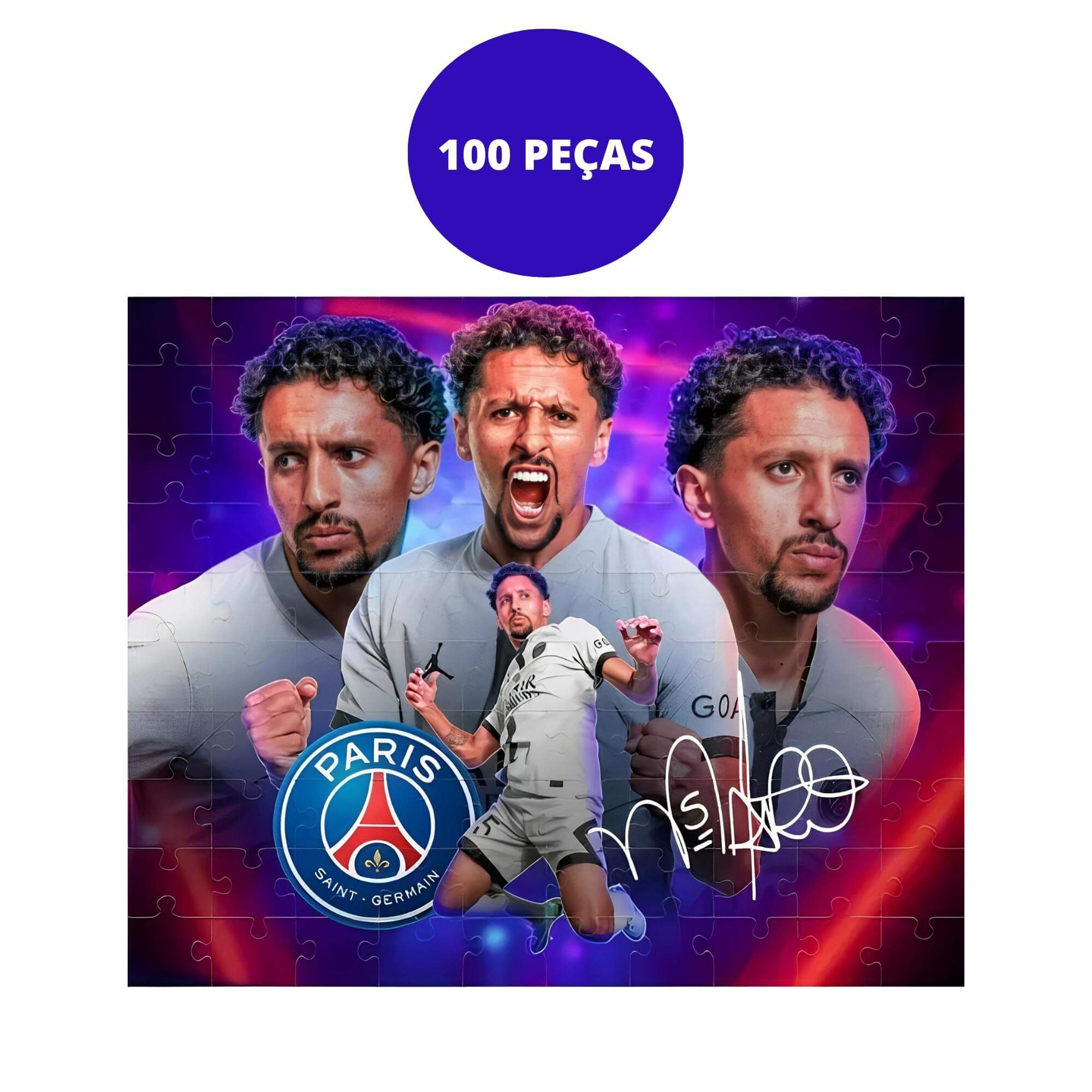 Quebra-Cabeça 100 Peças Marquinhos Coleção PSG futebol brinquedo Mimo Toys - 2308