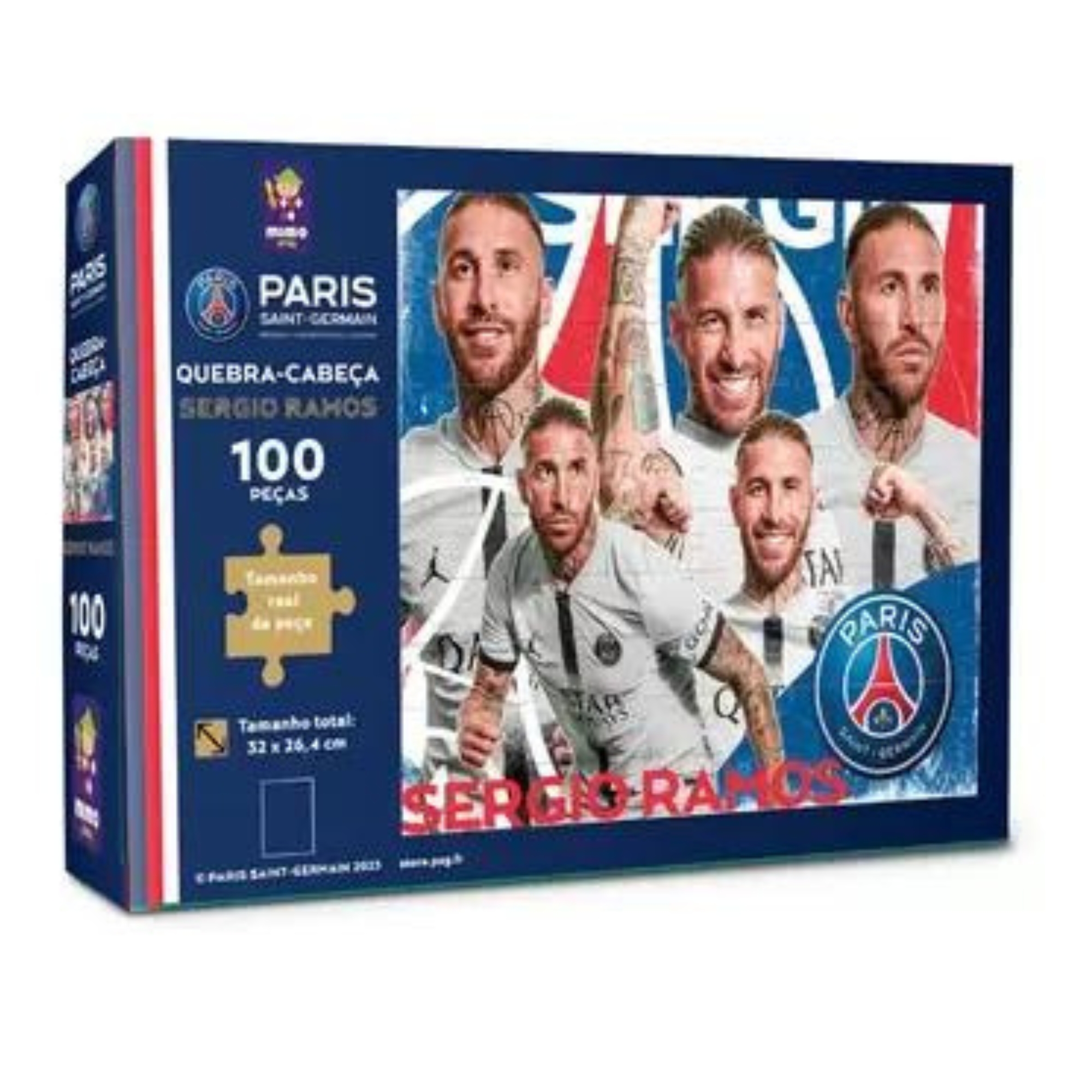 Quebra-Cabeça 100 Peças Sérgio Ramos Coleção PSG Brinquedo Mimo Toys - 2309