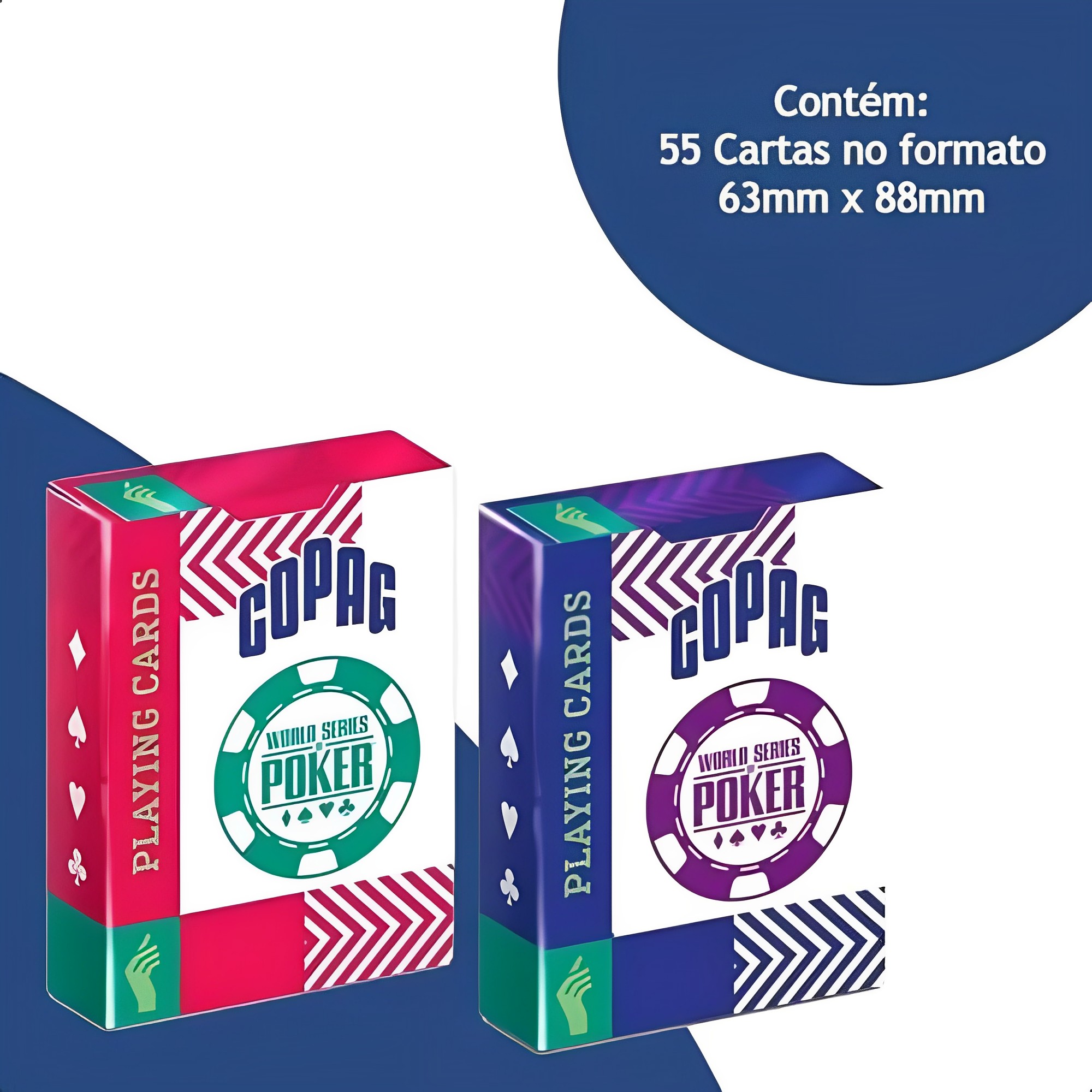 Baralho Cartas p/ Jogar World Series Of Poker - Poker Size Ng Sortido e Unitário Copag 55 CARTAS - 31604