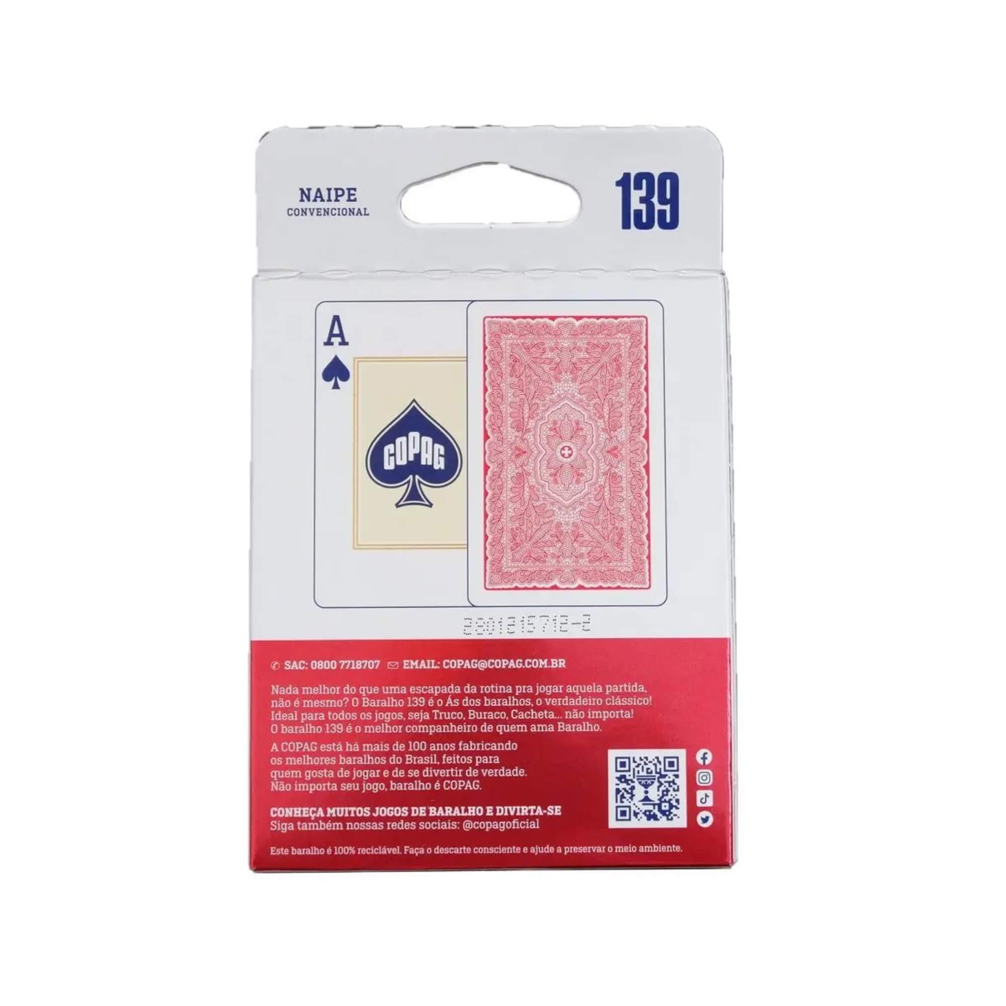 Kit 2 Baralhos 139 Tradicional 108 Cartas Naipe Convencional - Copag 93048