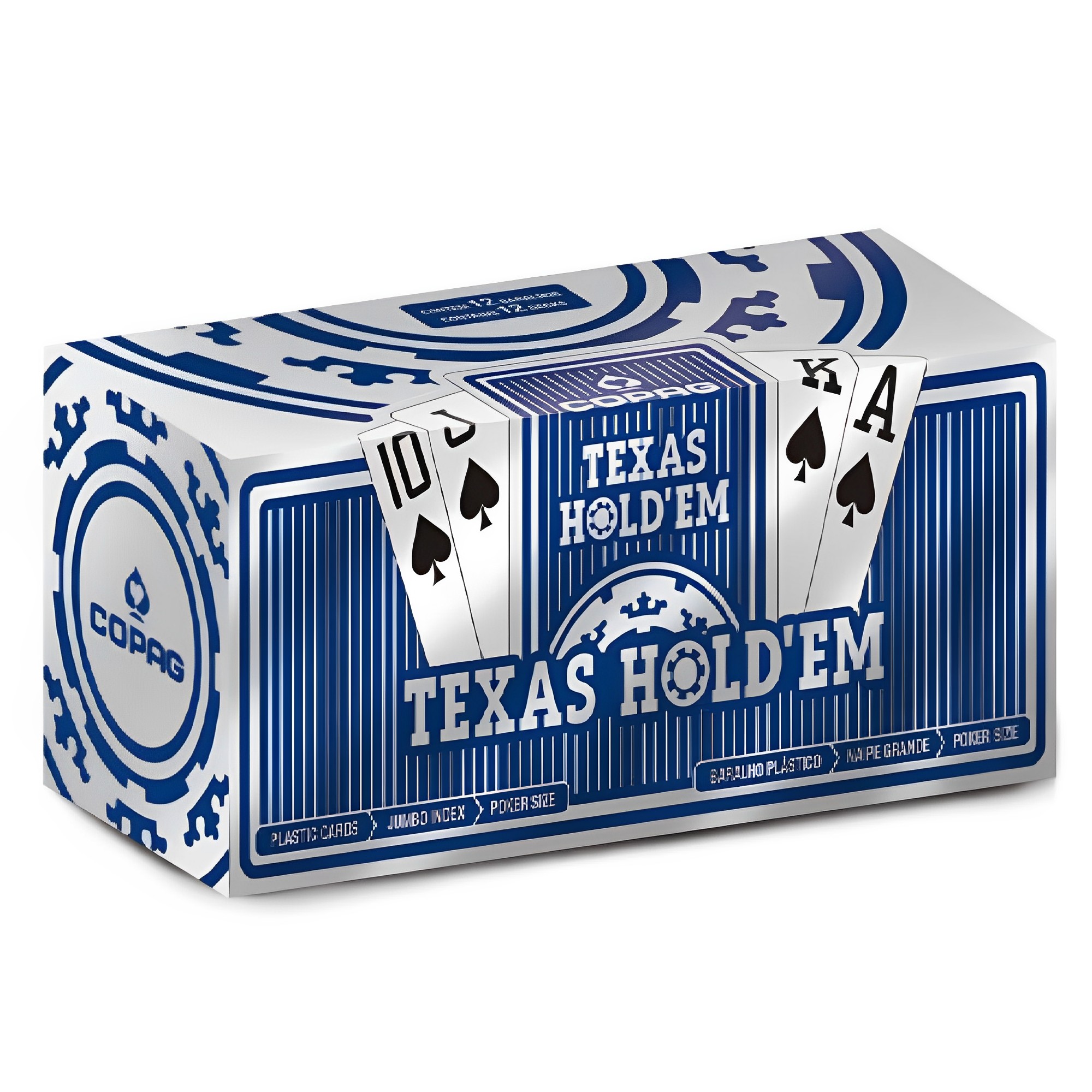 Kit com 12 Baralhos Poker Texas Hold'em Blue Naipe Grande - Copag 90856