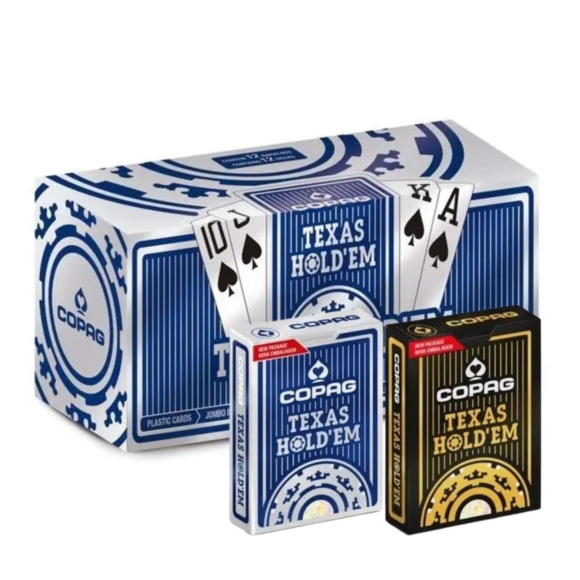 Kit com 12 Baralhos Poker Texas Hold'em Naipe Grande Copag - 90856