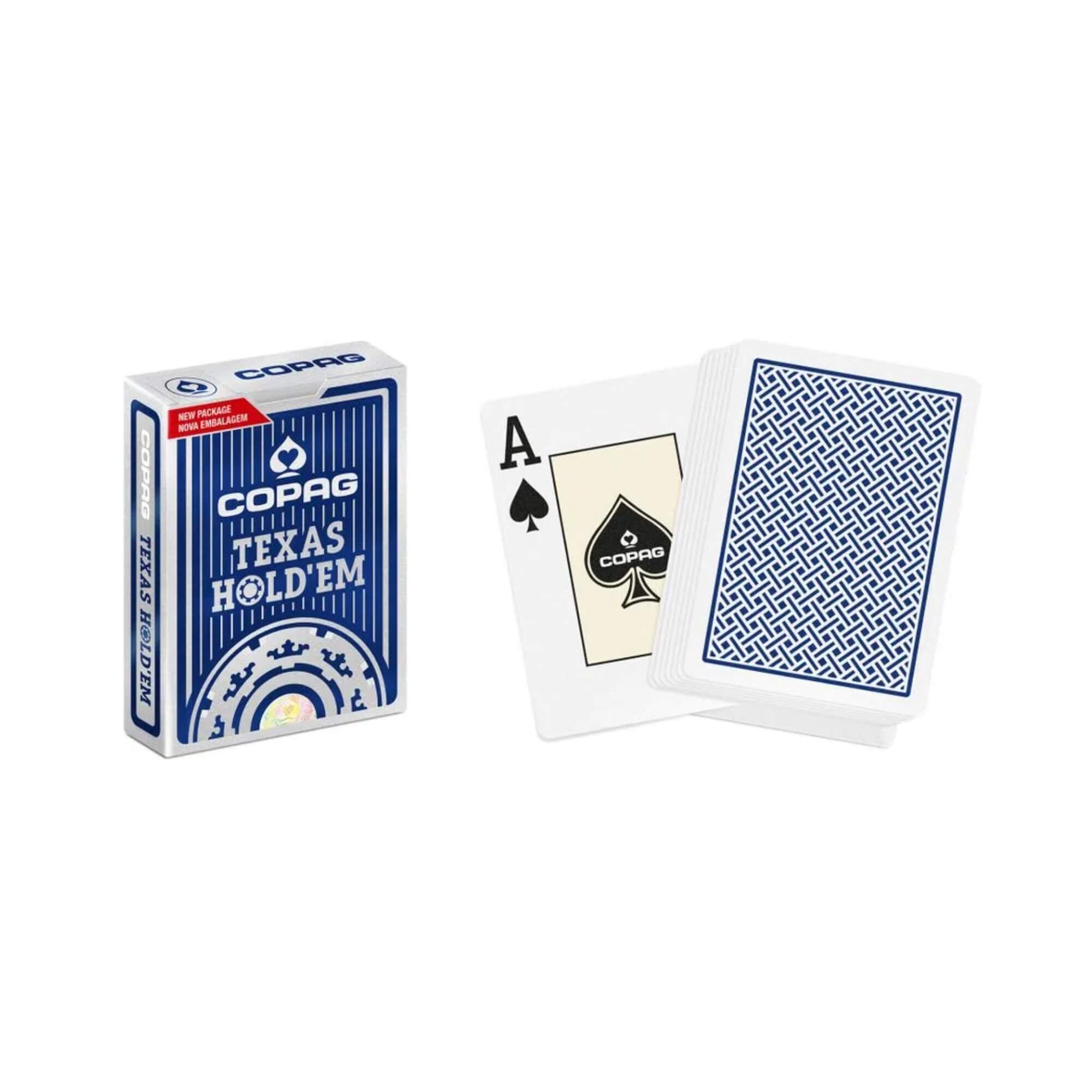 Kit com 12 Baralhos Poker Texas Hold'em Blue Naipe Grande - Copag 90856