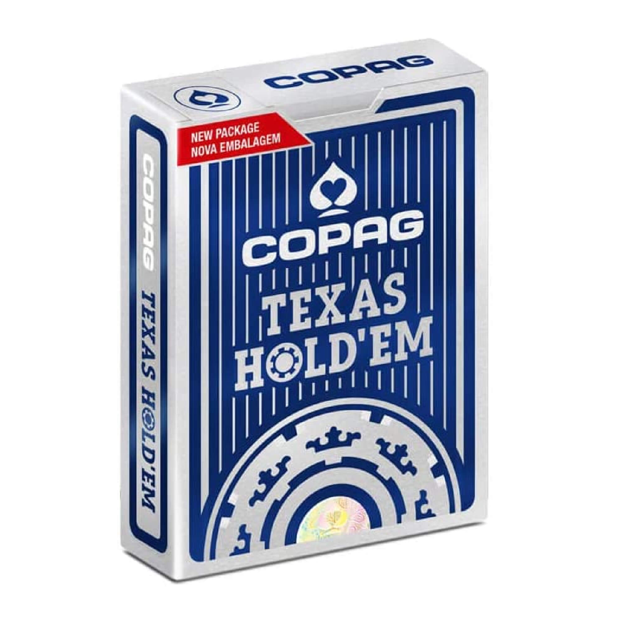 Kit com 12 Baralhos Poker Texas Hold'em Blue Naipe Grande - Copag 90856