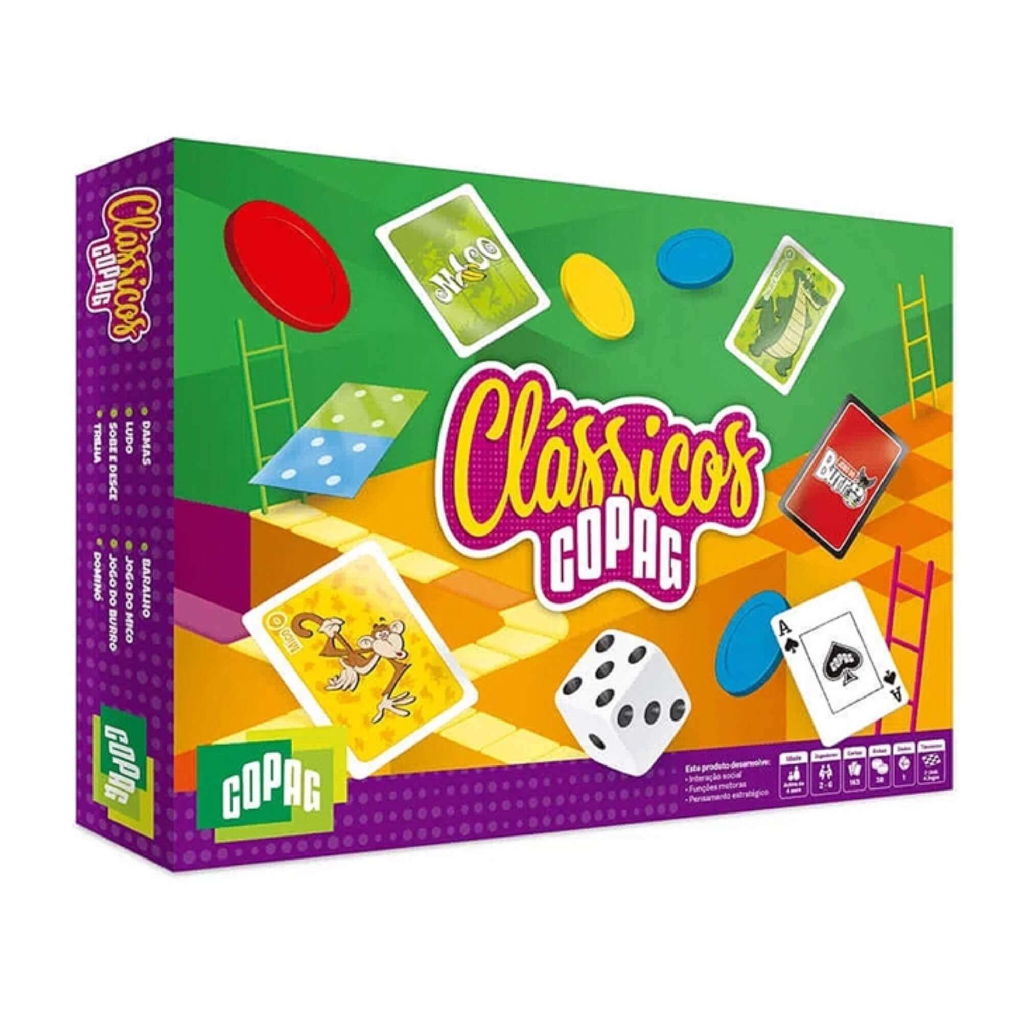 Brinquedo Box 7 Jogos Baralho, Dama, Ludo, Dominó, Trilha, Sobe e Desce, Jogo do Burro Copag - 90942