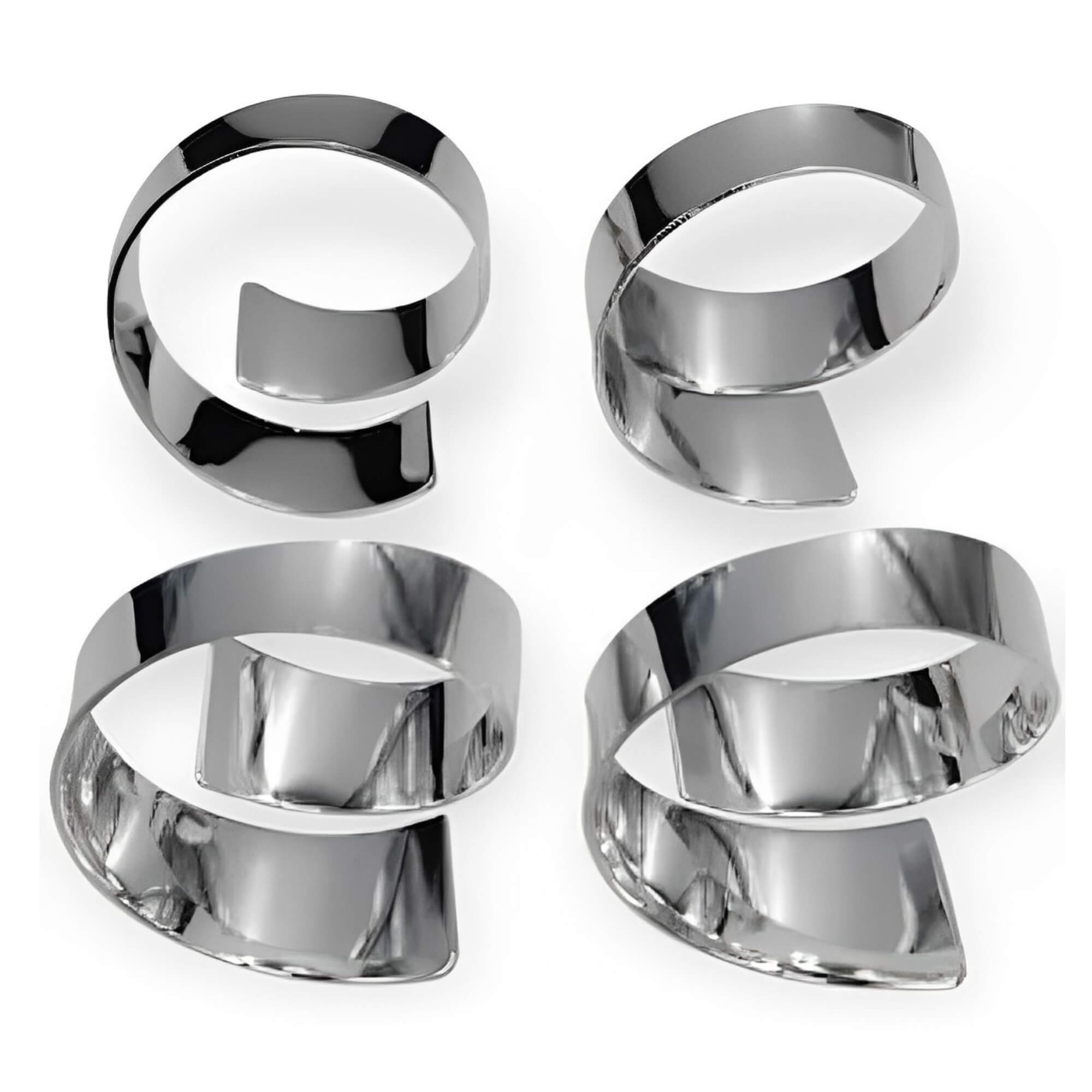 Kit Conjunto 4 Argolas de metal para guardanapo Prata Brinox - 57755/100