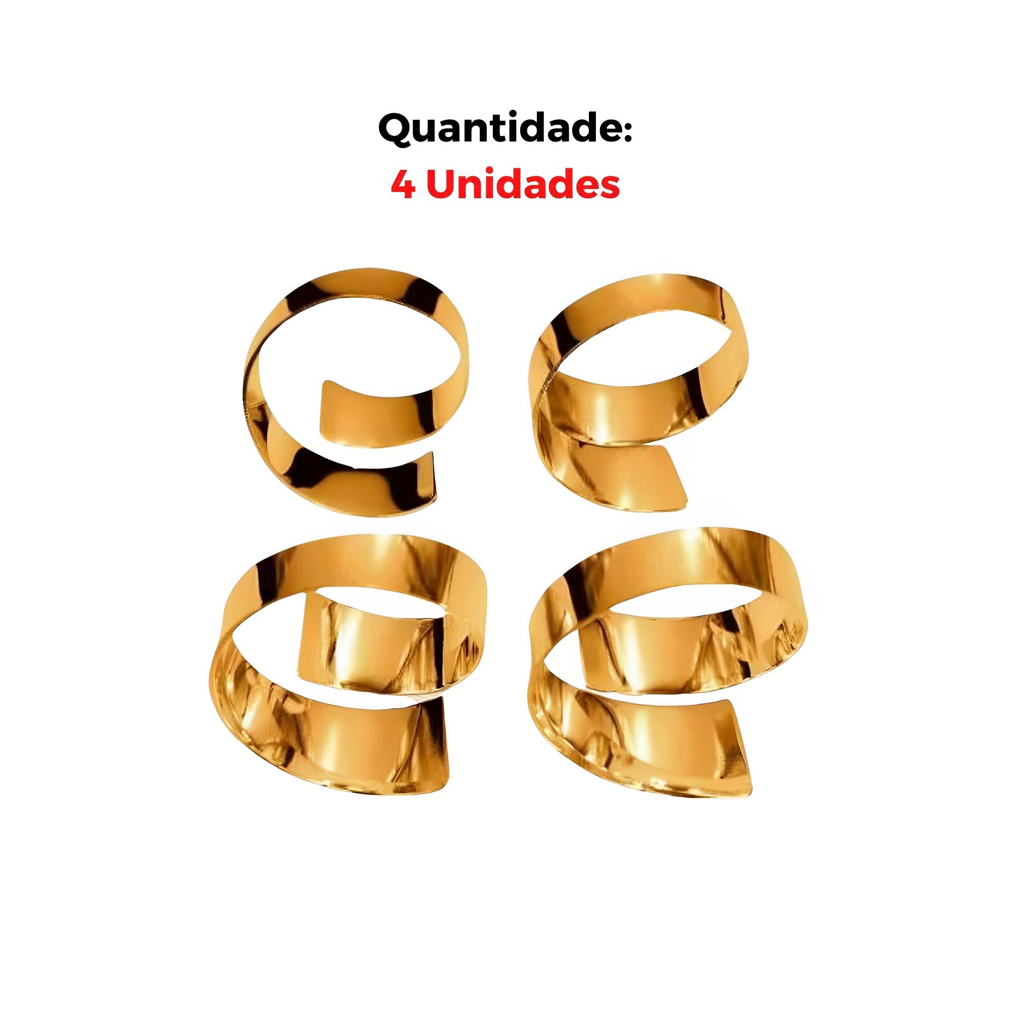 Kit Conjunto 4 Argolas de Metal para Guardanapo Dourado Brinox - 57755/101