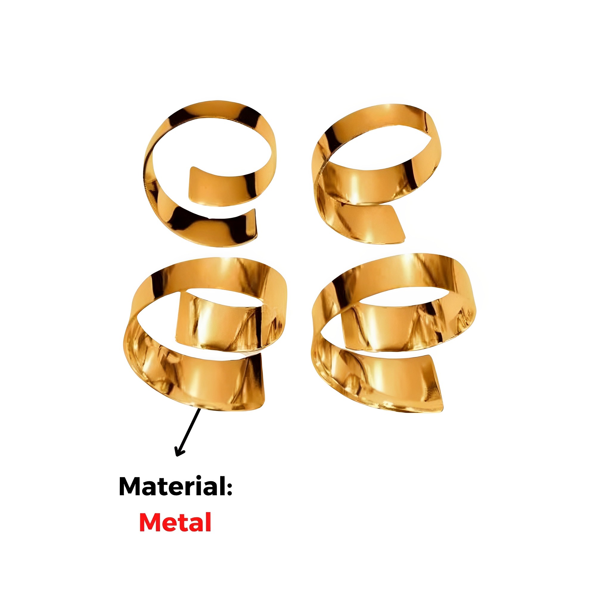 Kit Conjunto 4 Argolas de Metal para Guardanapo Dourado Brinox - 57755/101