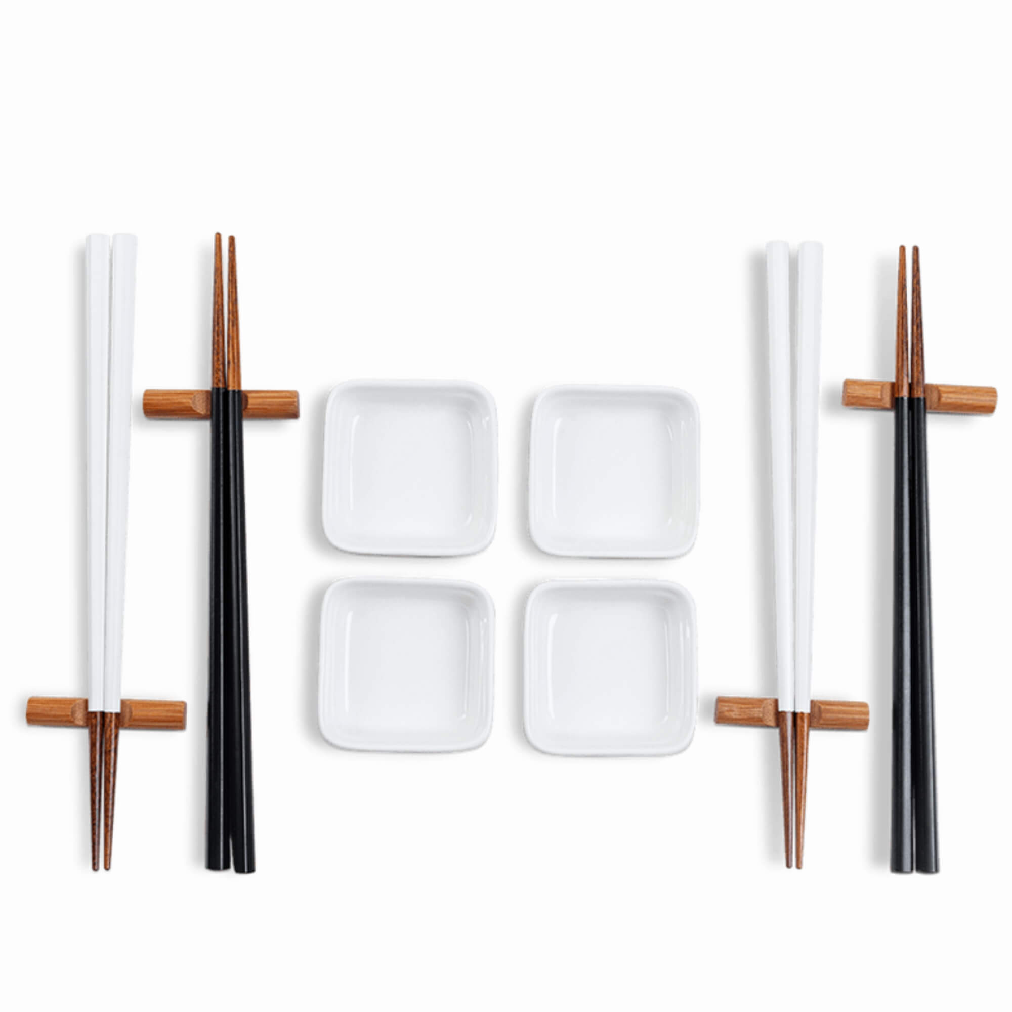 Kit Conjunto Comida Oriental Japonesa Sushi 4 Pessoas Madeira + Porcelana Nankin Brinox - 57201/600