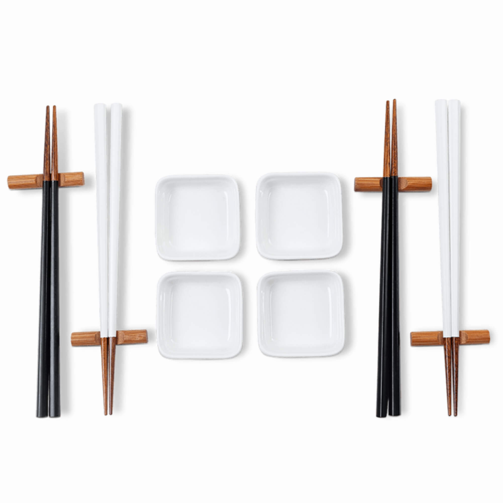 Kit Conjunto Comida Oriental Japonesa Sushi 4 Pessoas Madeira + Porcelana Nankin Brinox - 57201/600