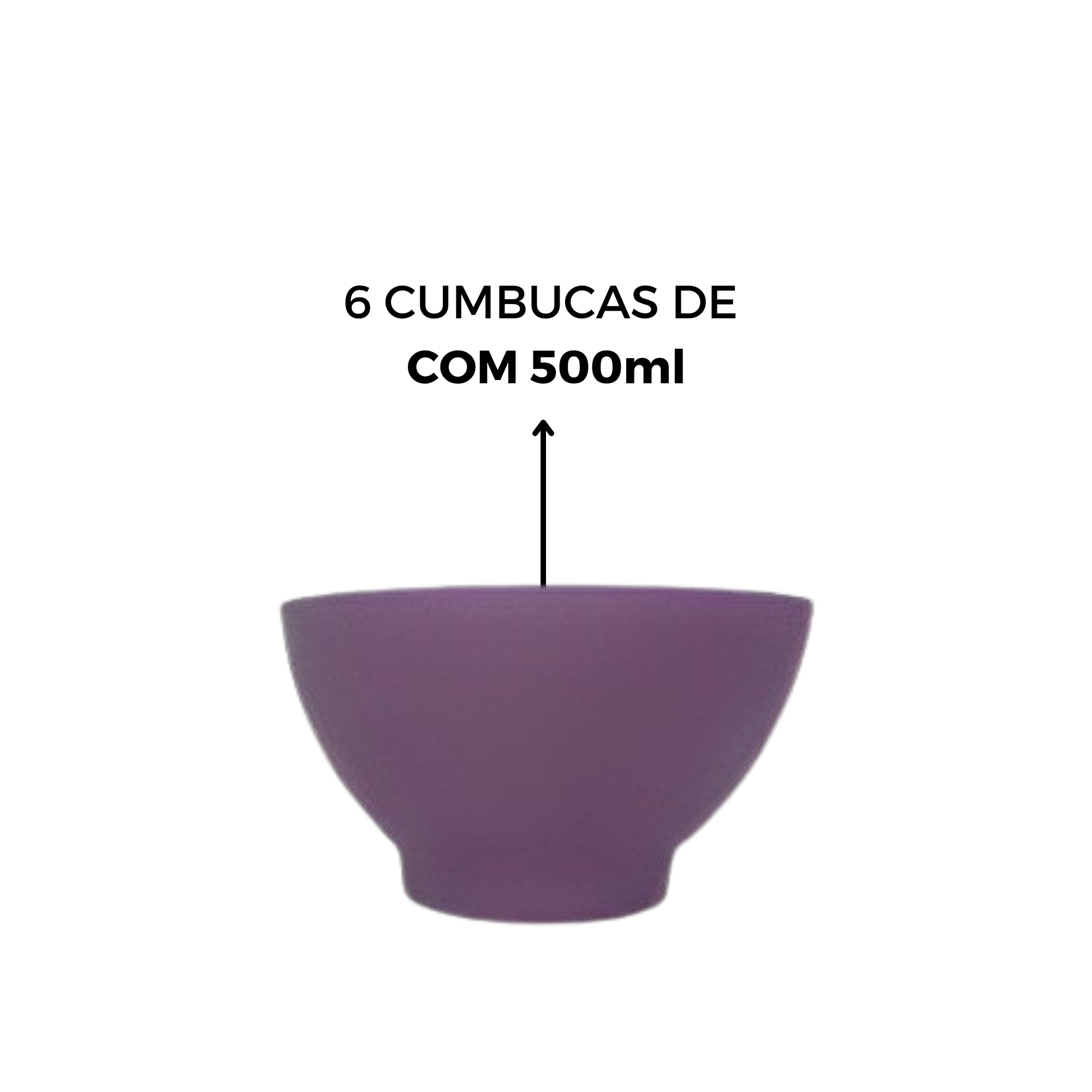 Kit Sobremesa 12 peças Cumbucas 500ml Plástico + Colheres Roxo profundo Brinox - 99388/4466