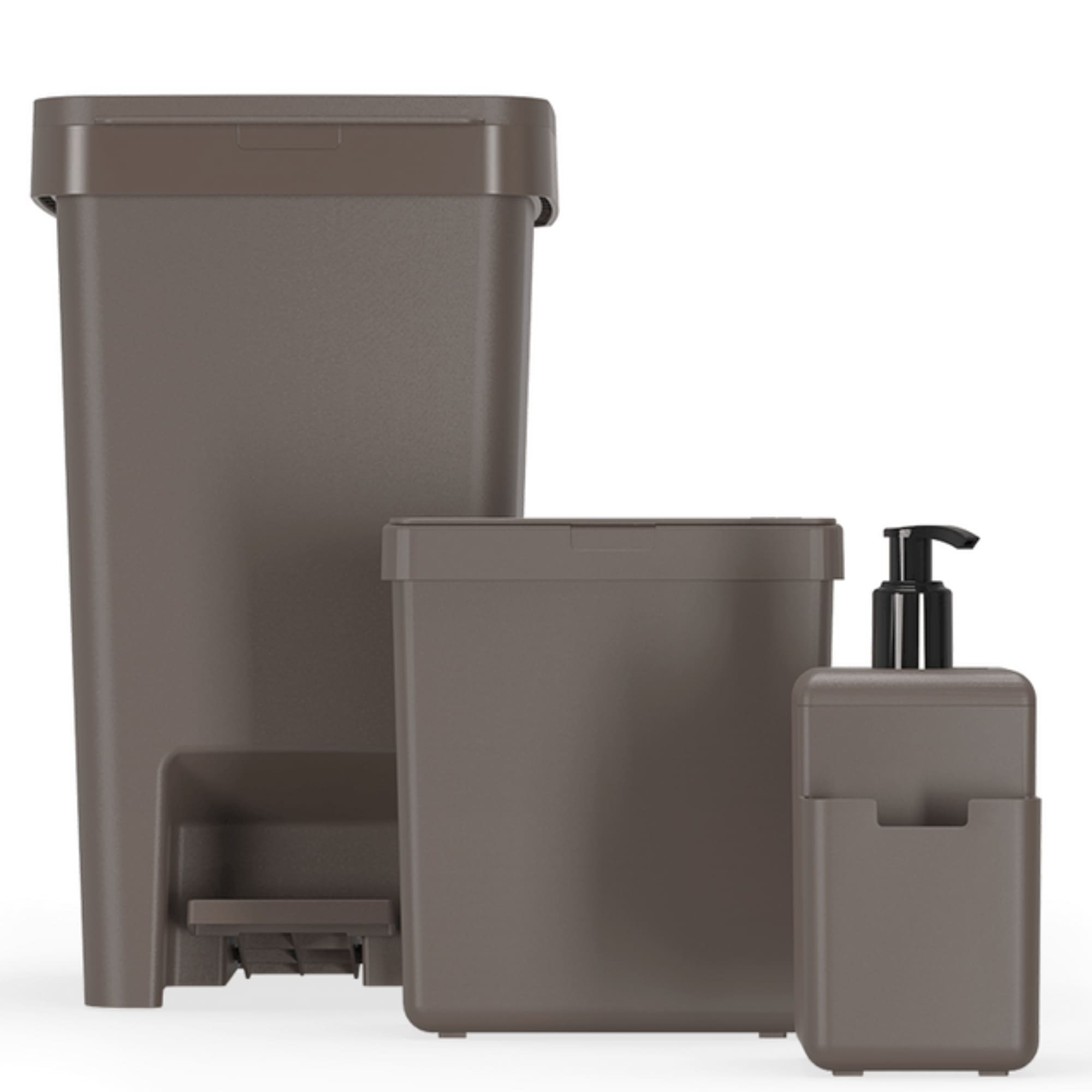 Kit Single Cozinha 3 Peças Dispenser Lixeira de Pia Pedal Warm Gray Single Coza Brinox - 99394/4126
