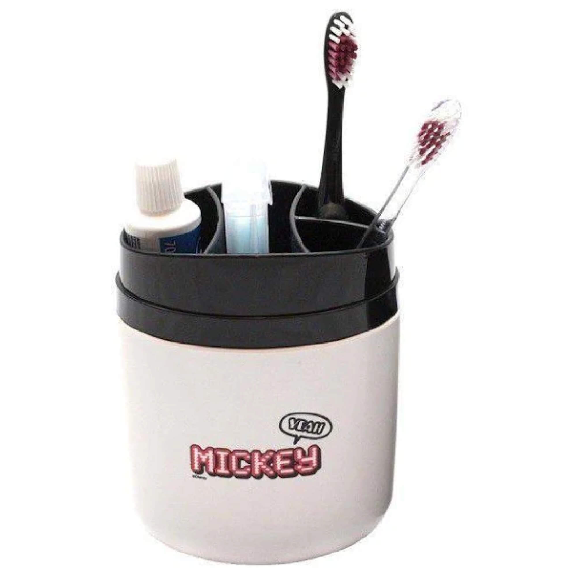 Porta Escova de Dentes Coza Mickey Disney Preto/Branco Plástico Brinox - 14009/0975