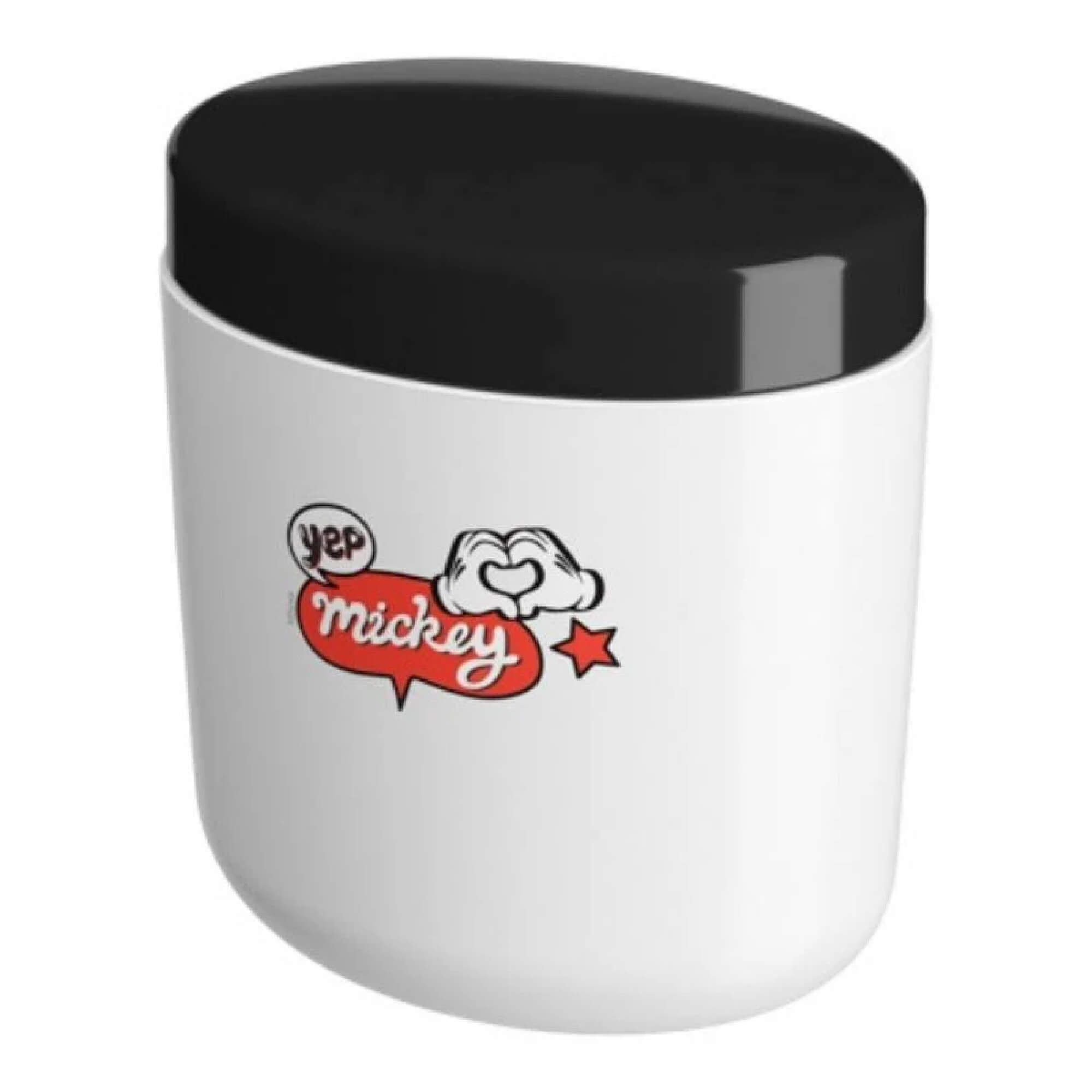 Pote Porta Algodão do Mickey Disney em Plástico Preto e Branco Multiuso - Brinox Coza 14012/0975