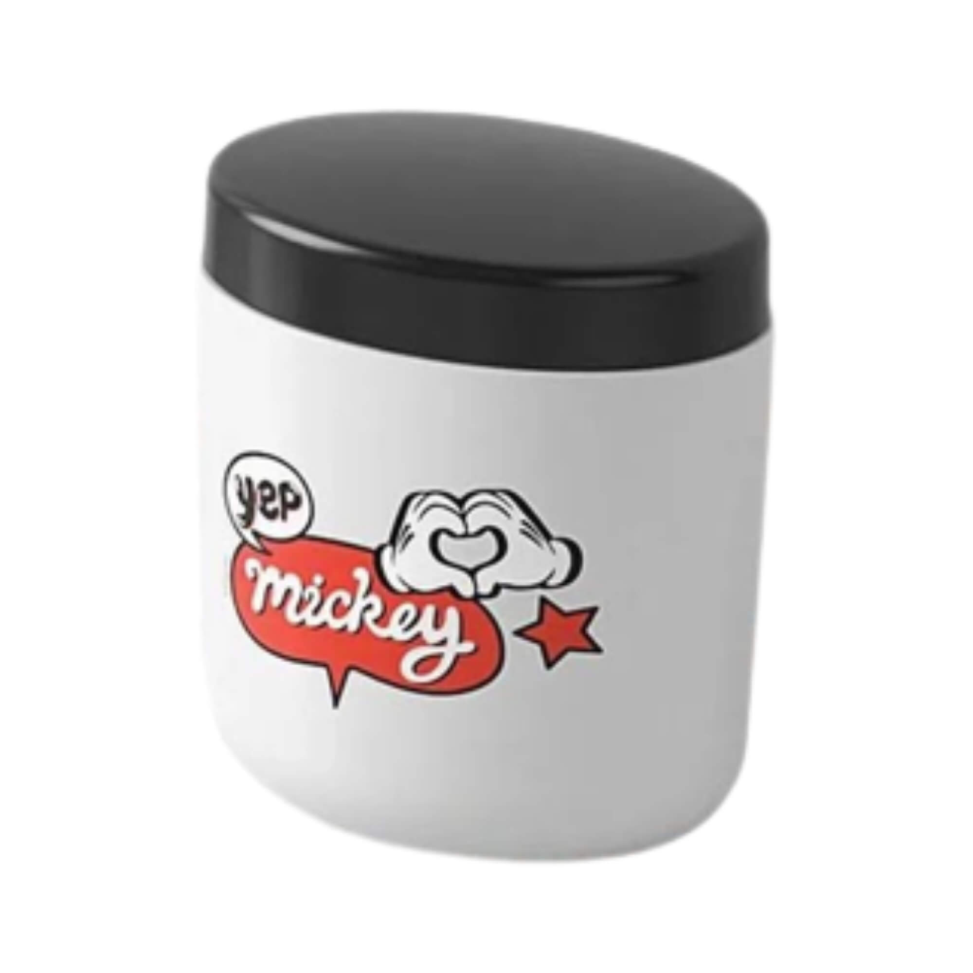 Pote Porta Algodão do Mickey Disney em Plástico Preto e Branco Multiuso - Brinox Coza 14012/0975