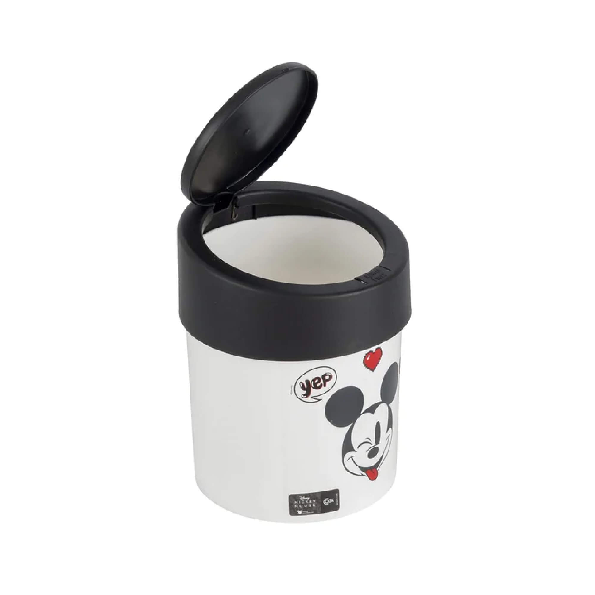 Lixeira Press Mickey Até 5 L Plástico Polipropileno Disney Coza Preto e Branco Brinox 14007/0975