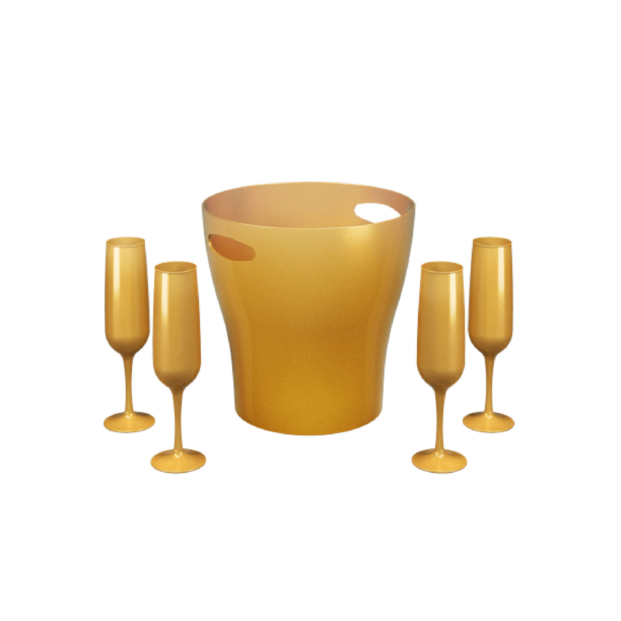 Kit Balde de Gelo 7 Litros com 4 Taças de Espumante Dourado Coza Brinox - 99319/1506