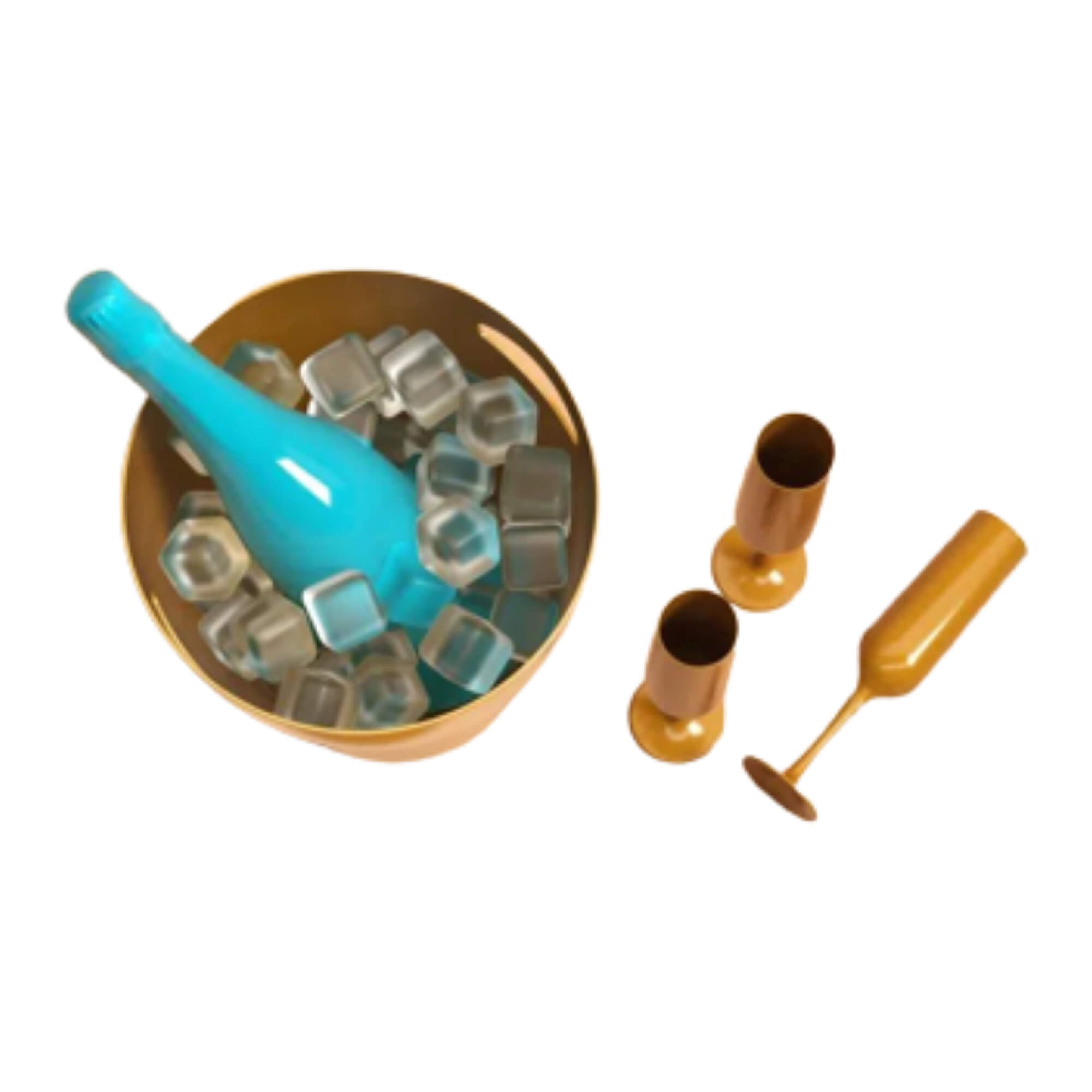 Kit Balde de Gelo 7 Litros com 4 Taças de Espumante Dourado Coza Brinox - 99319/1506