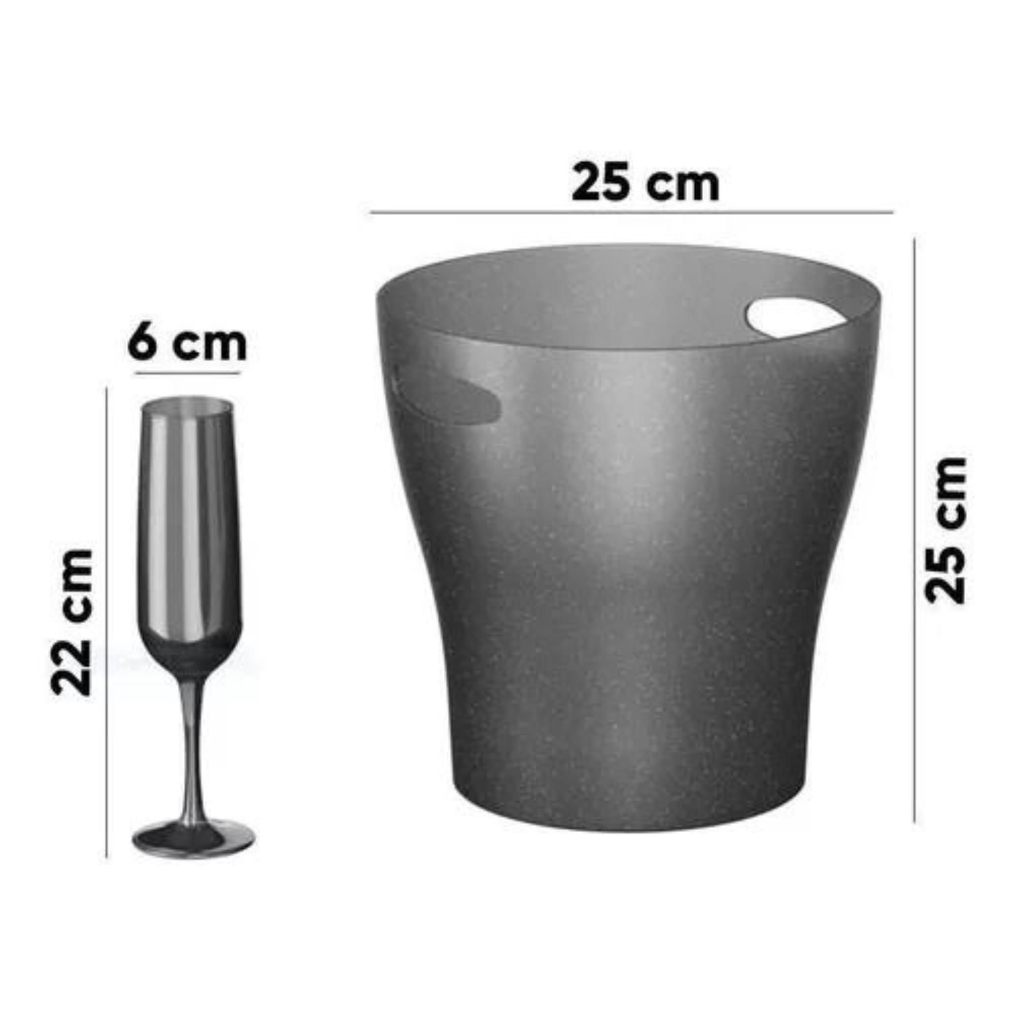 Kit Festa Balde de Gelo 7L com 4 Taças 160ml Celebração Buffet Metalizado Chumbo Brinox 99319/1513