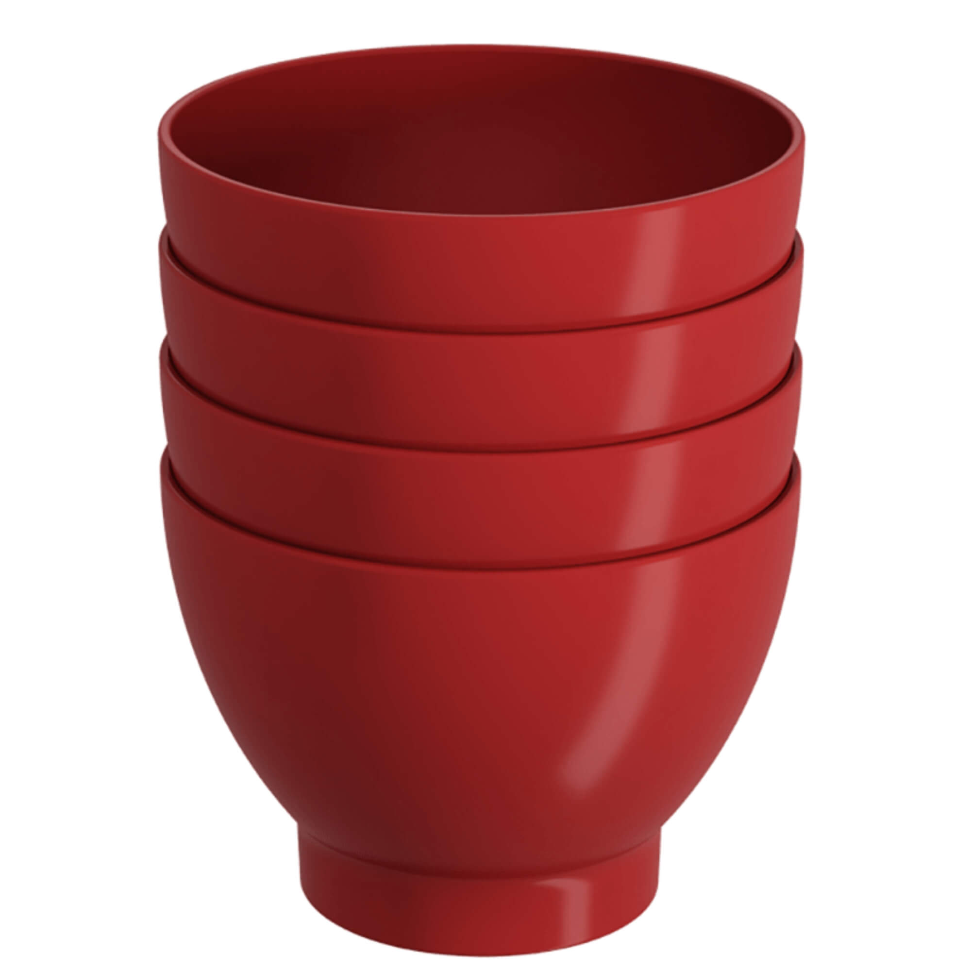 Kit 4 Cumbucas 300ml Vermelho Plástico Coza Pote petiscos resistente Brinox 10117/8465