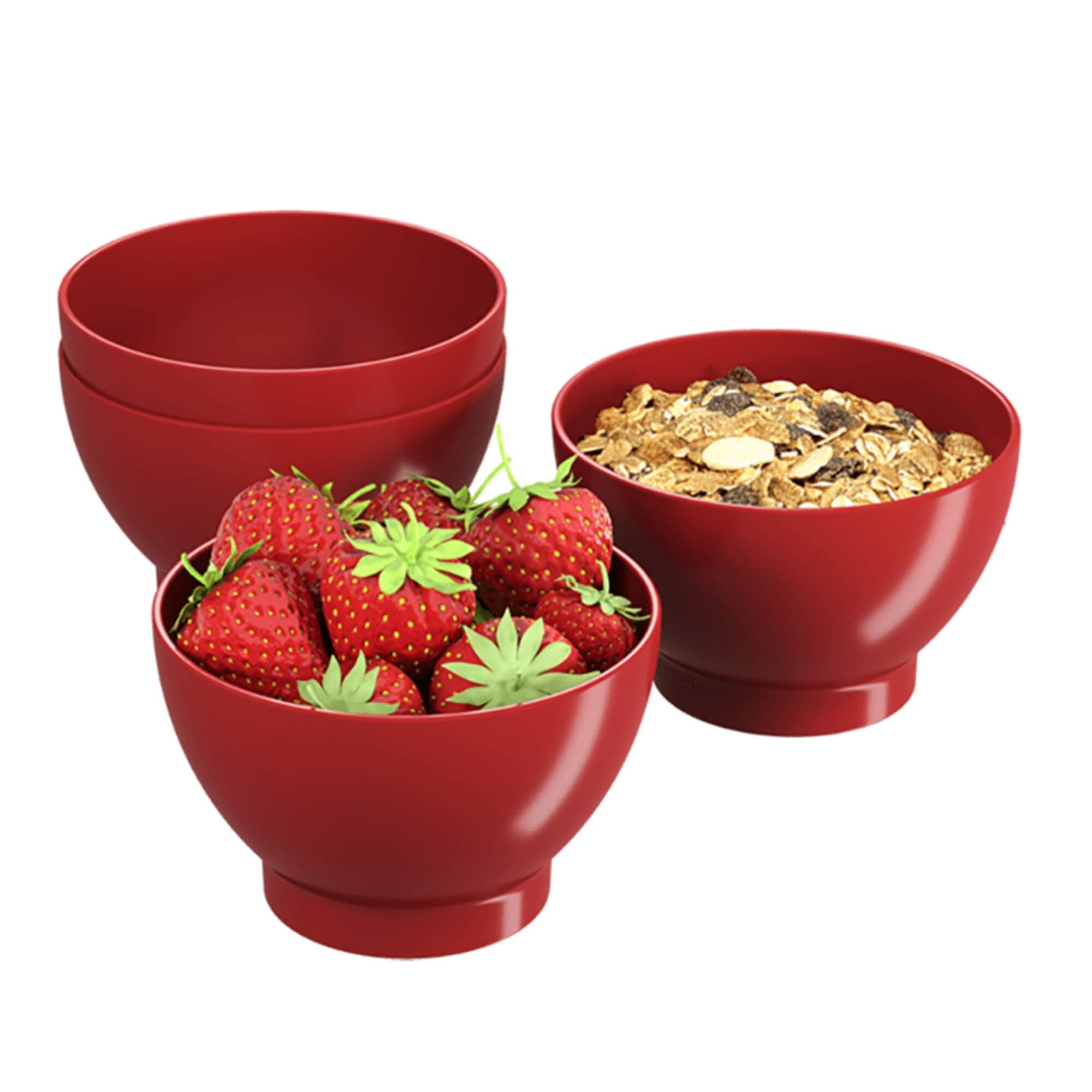 Kit 4 Cumbucas 300ml Vermelho Plástico Coza Pote petiscos resistente Brinox 10117/8465