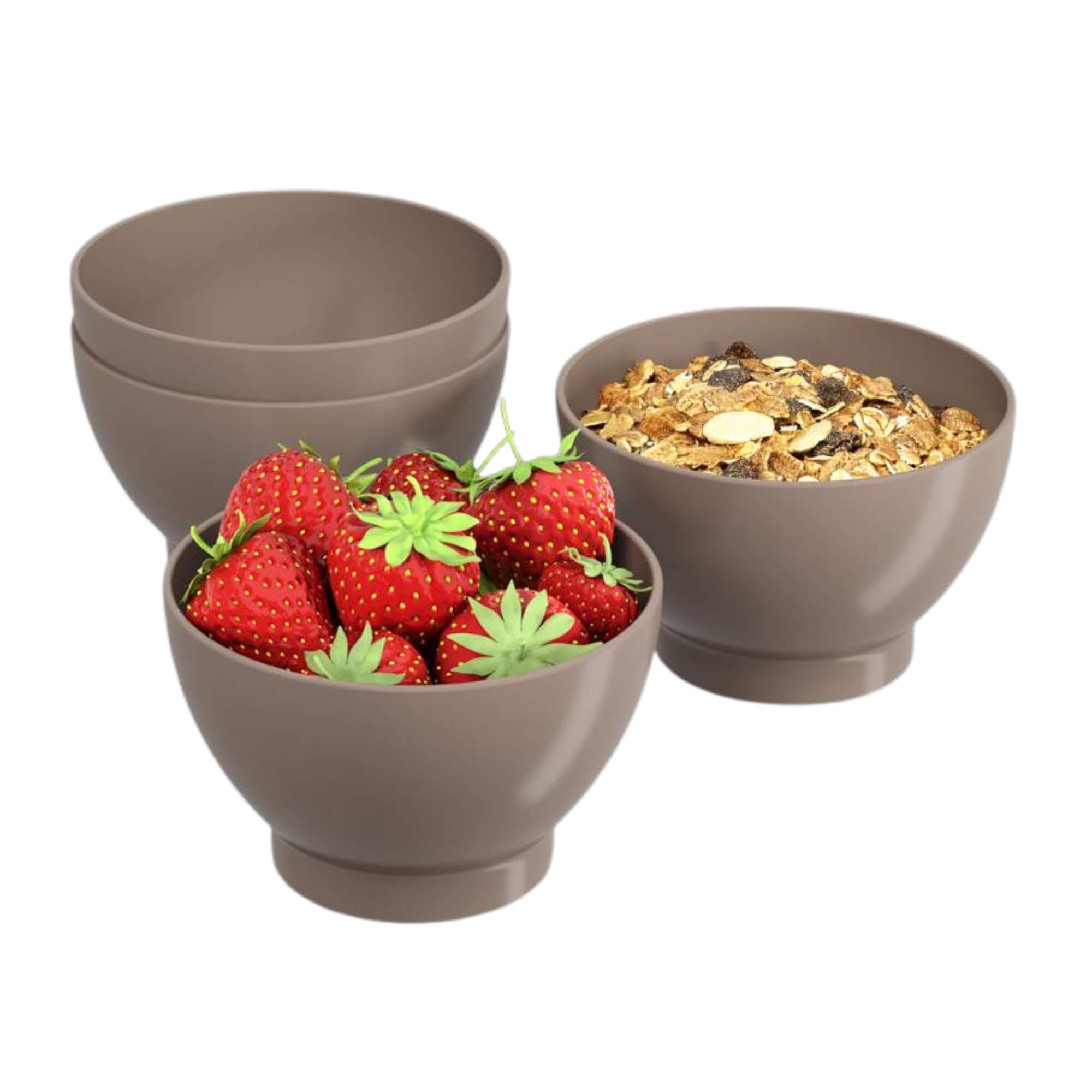 Kit 4 Cumbucas 500ml Lanche Petisco Multiuso Pote Plástico Sobremesa Warm Gray Brinox - 10117/8126
